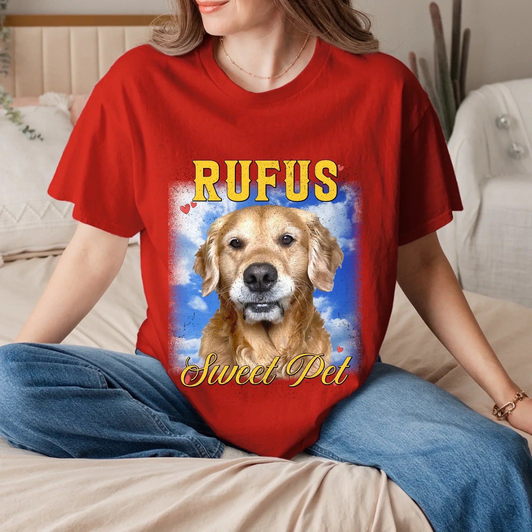 Personalized Vintage Pet Photo and Backdrop T-Shirt