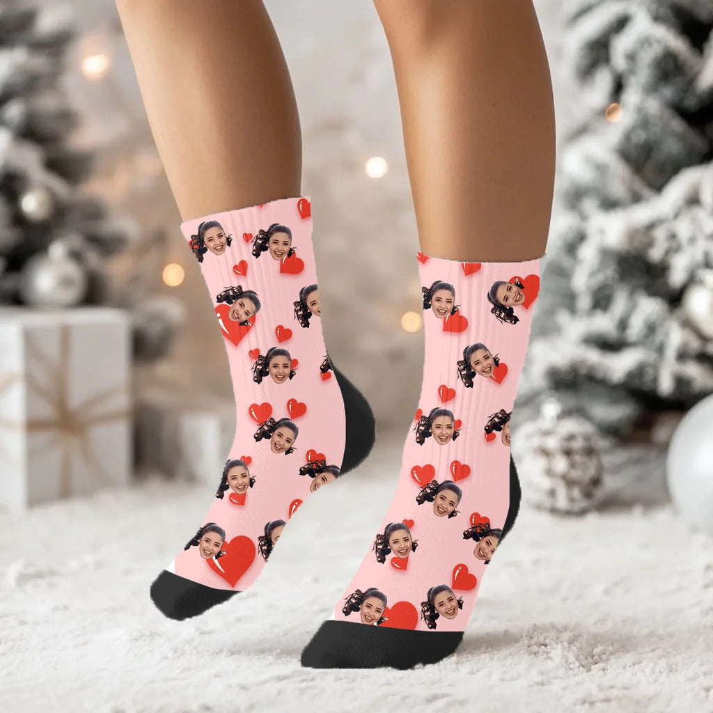 Personalized Valentines Day Face Socks
