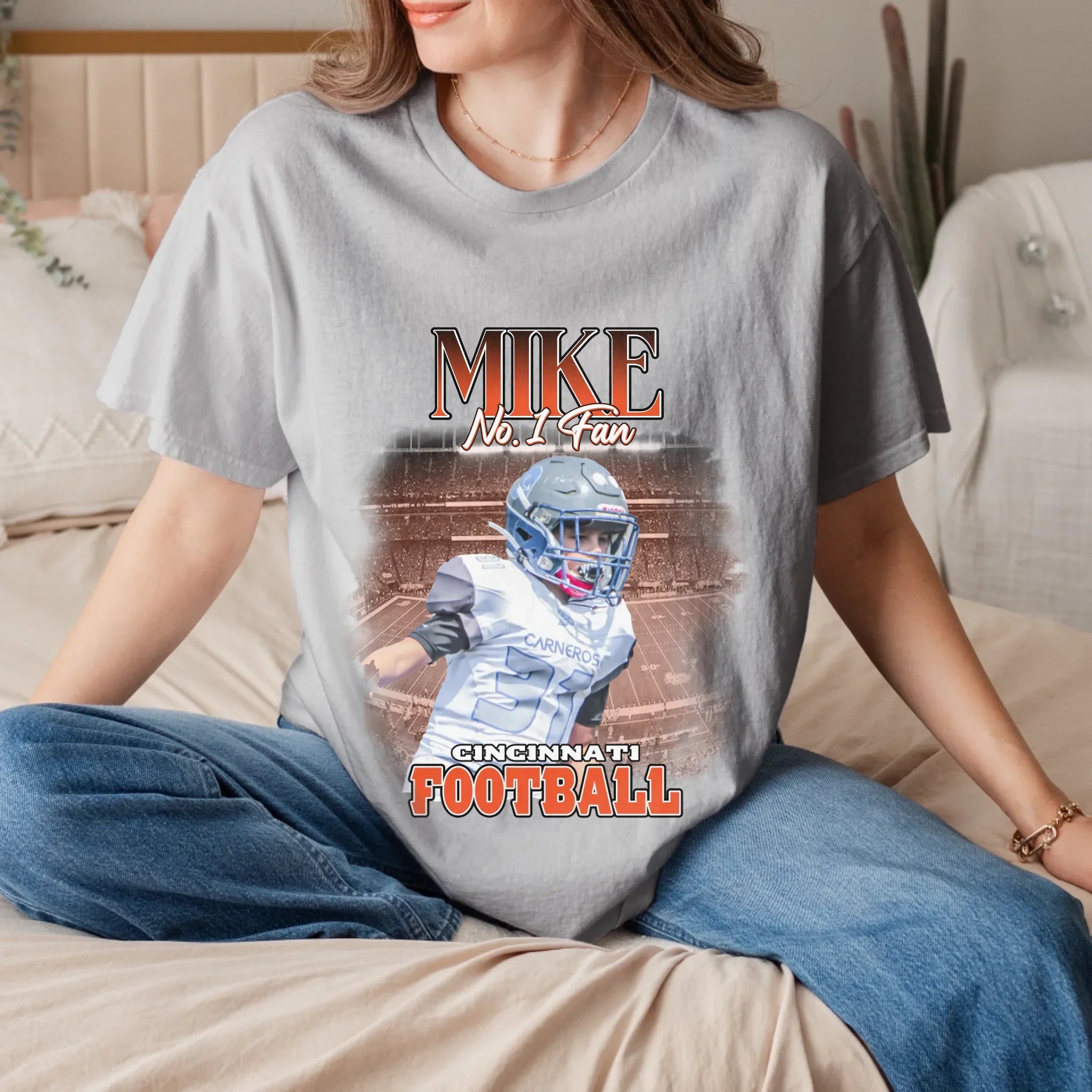 Personalized American Football Fan Photo T-Shirt