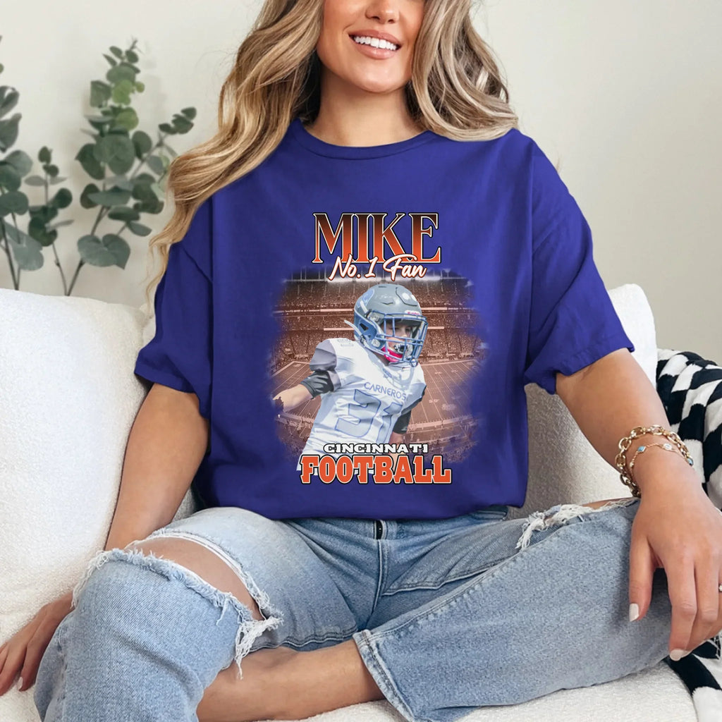 Personalized American Football Fan Photo T-Shirt