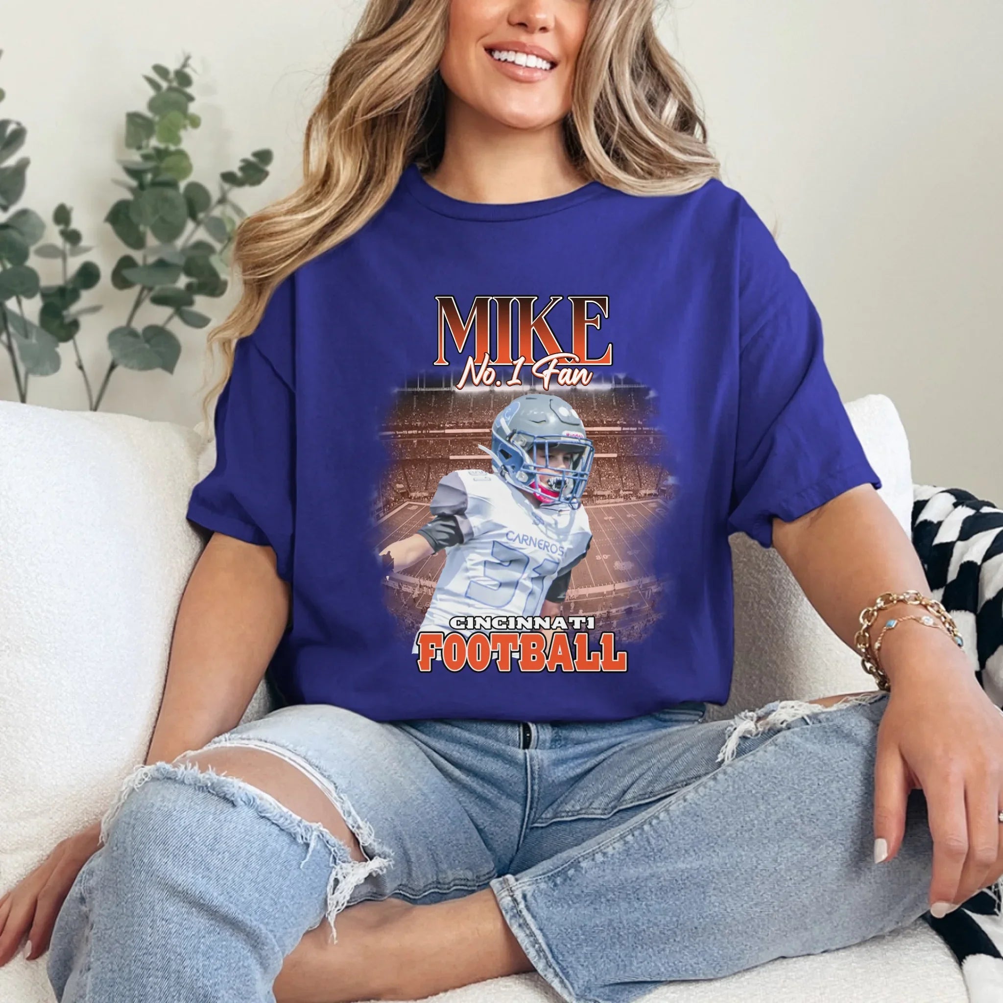 Personalized American Football Fan Photo T-Shirt