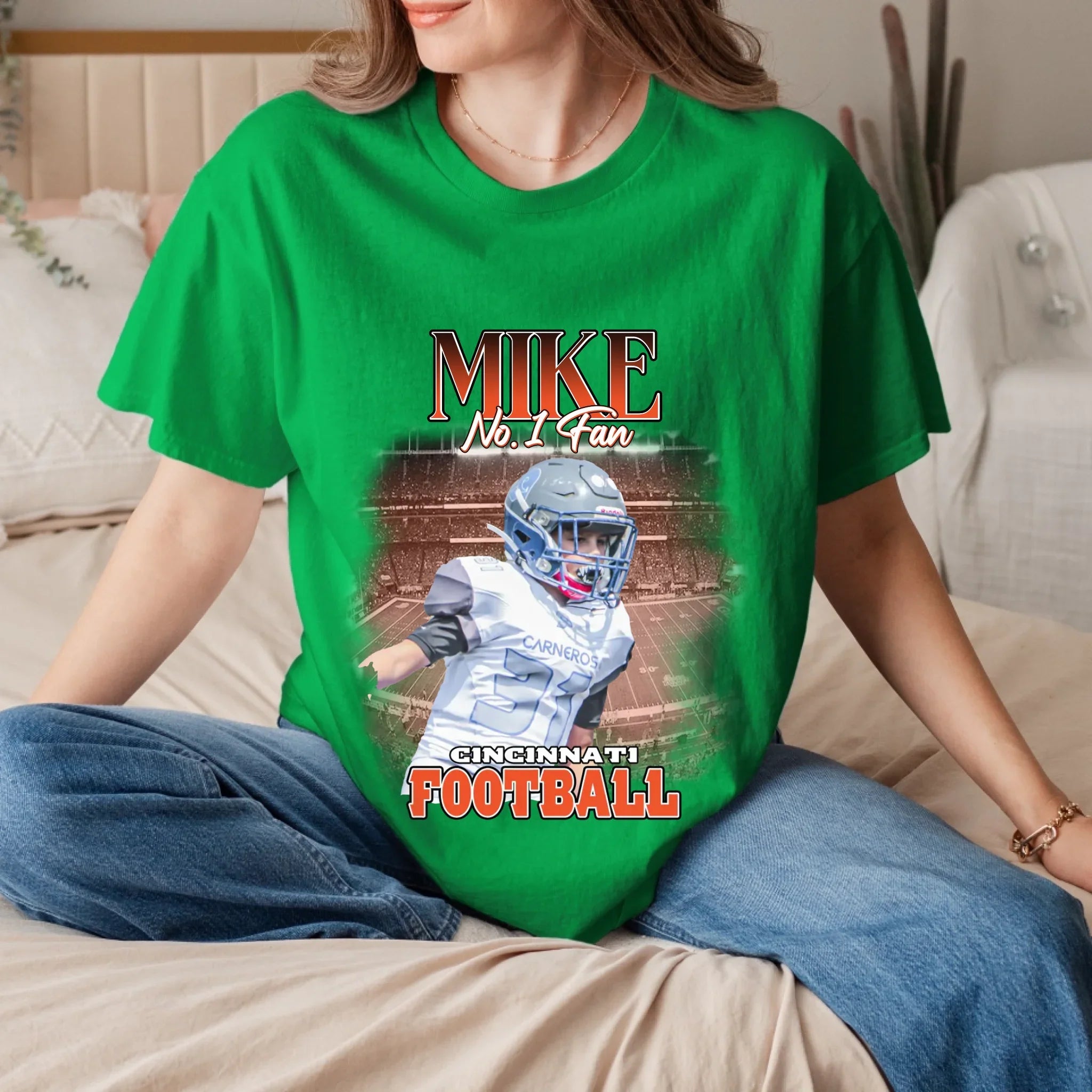 Personalized American Football Fan Photo T-Shirt