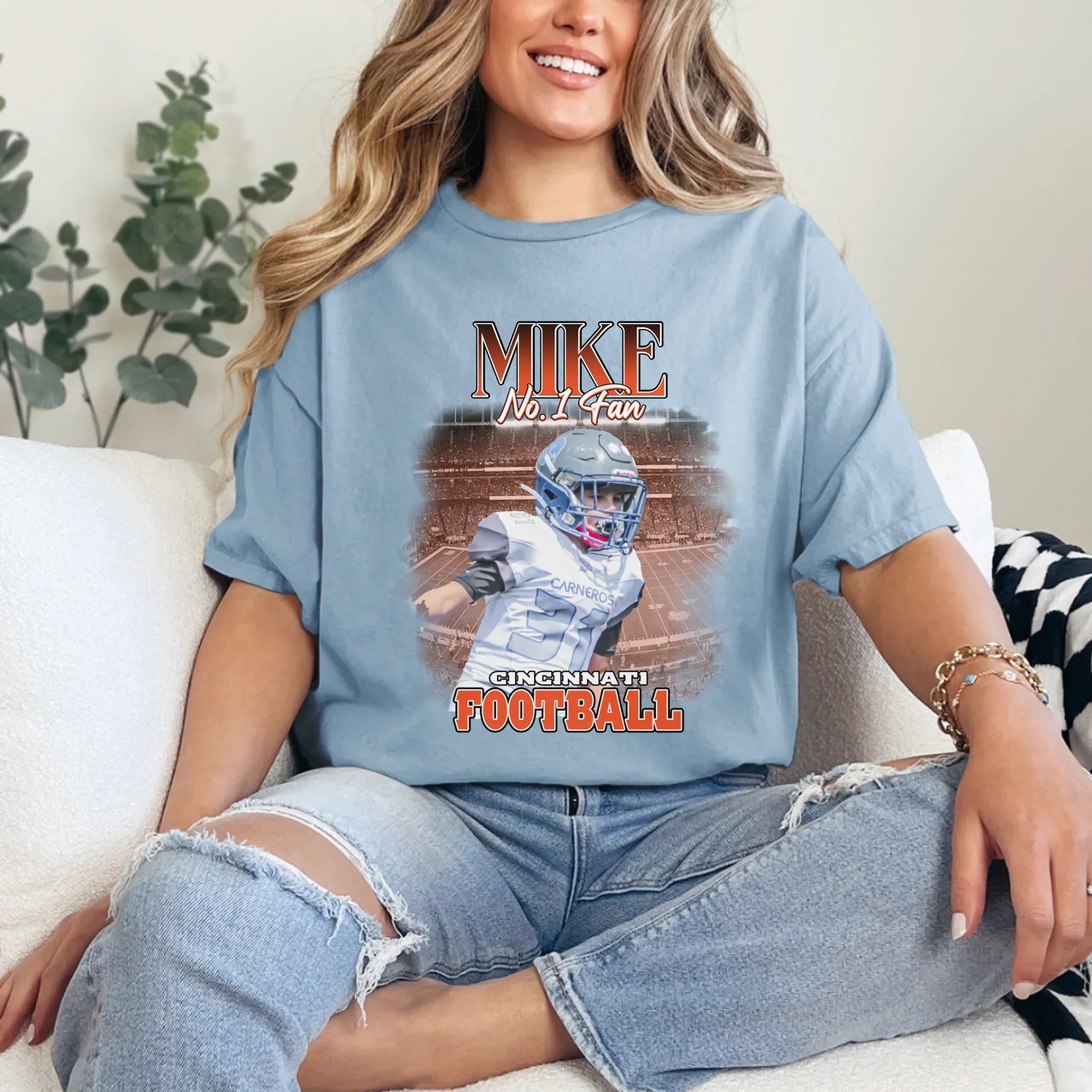 Personalized American Football Fan Photo T-Shirt