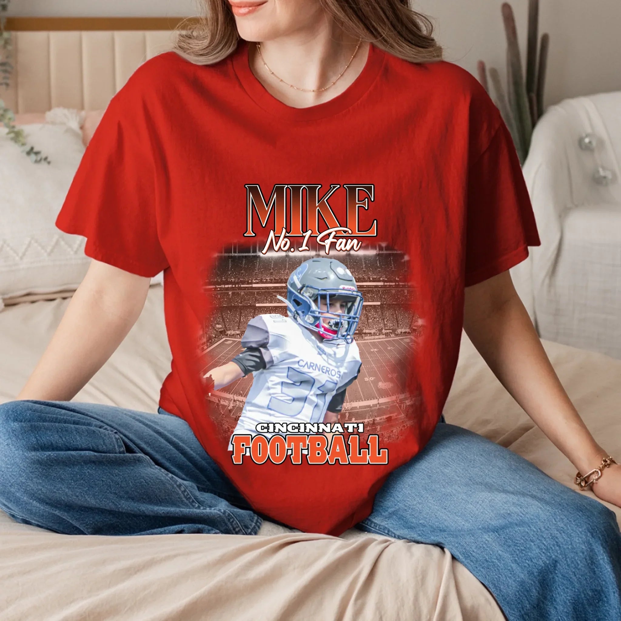 Personalized American Football Fan Photo T-Shirt