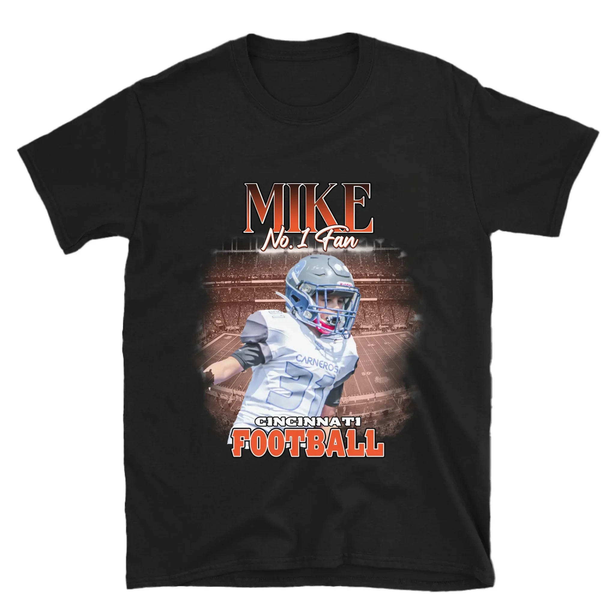 Personalized American Football Fan Photo T-Shirt