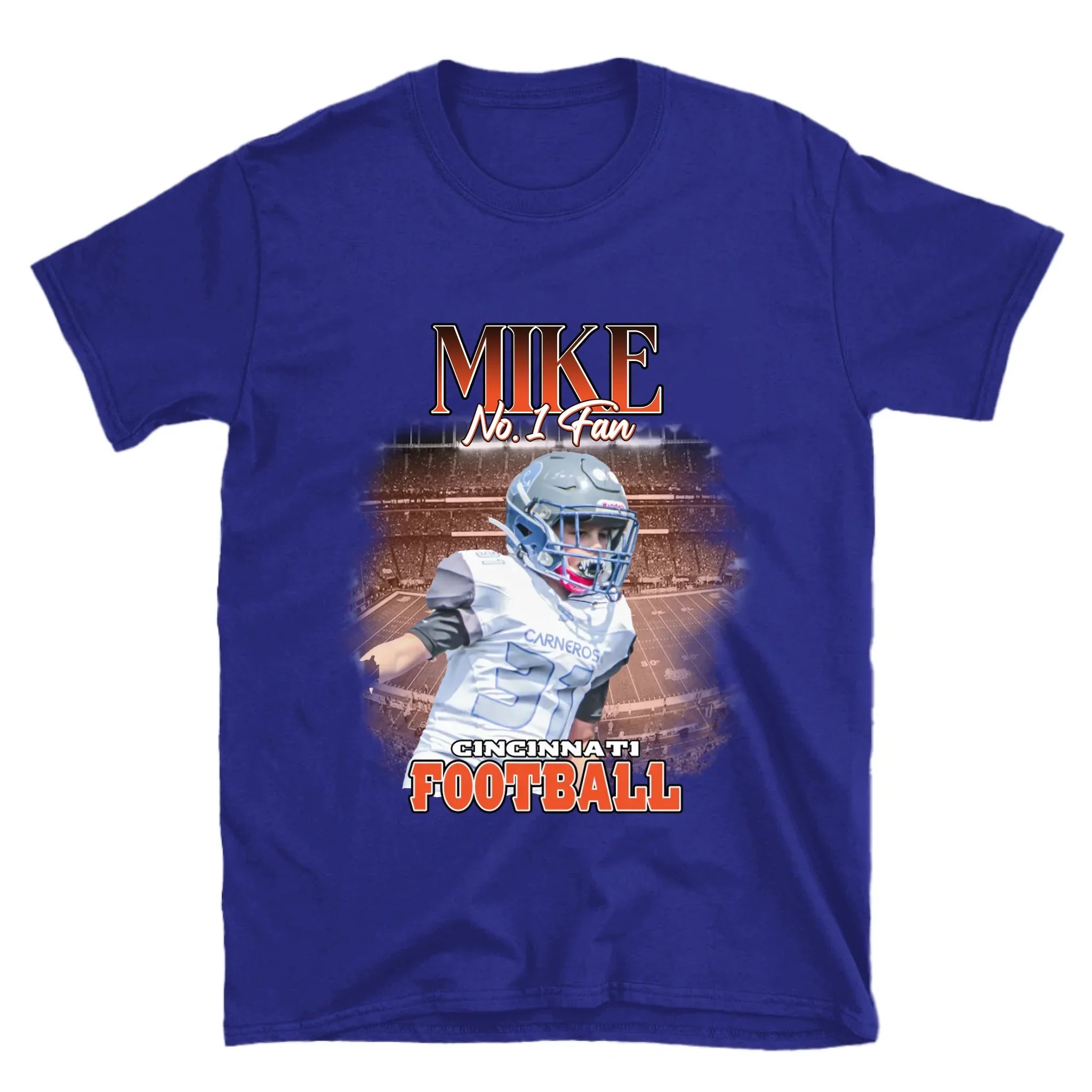 Personalized American Football Fan Photo T-Shirt
