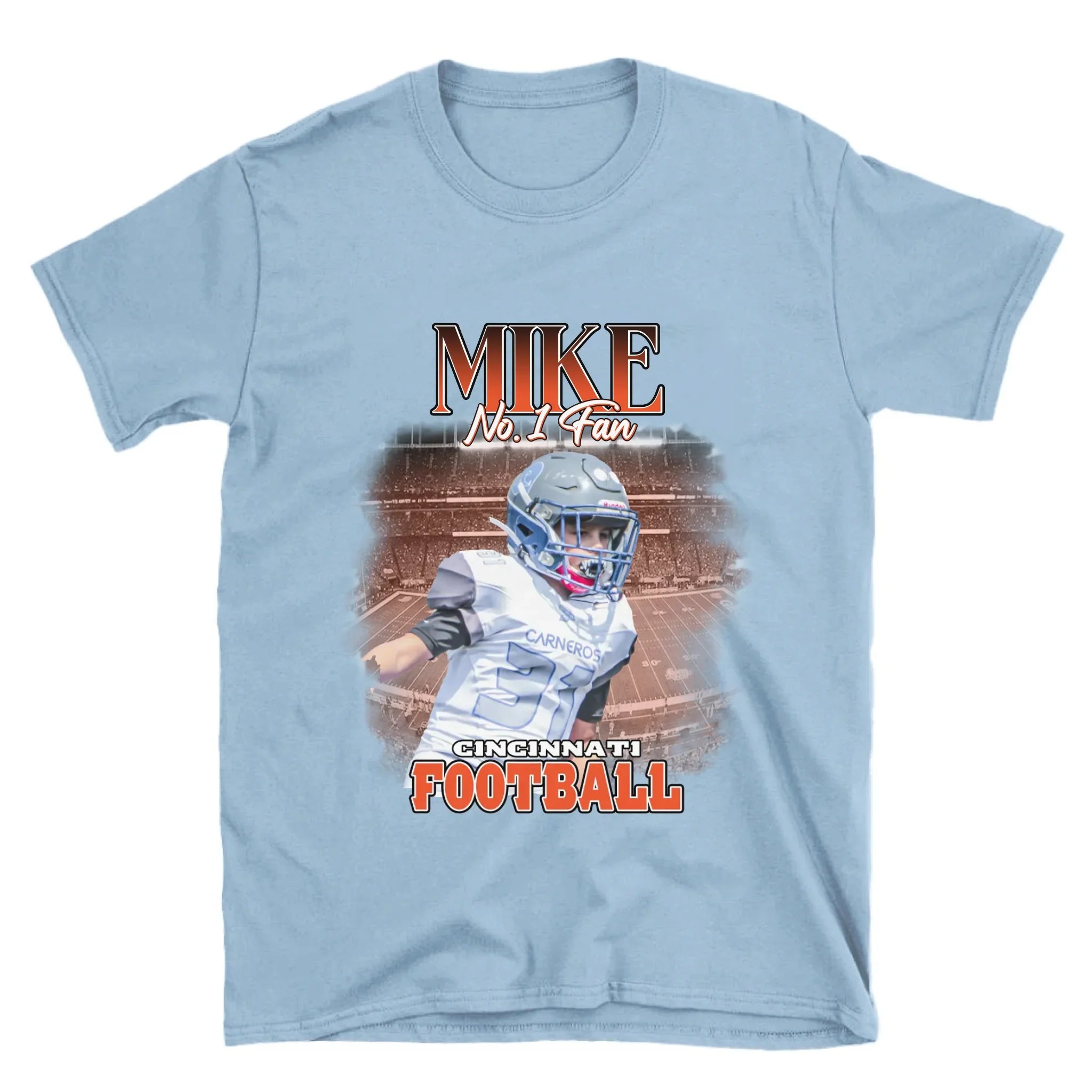 Personalized American Football Fan Photo T-Shirt