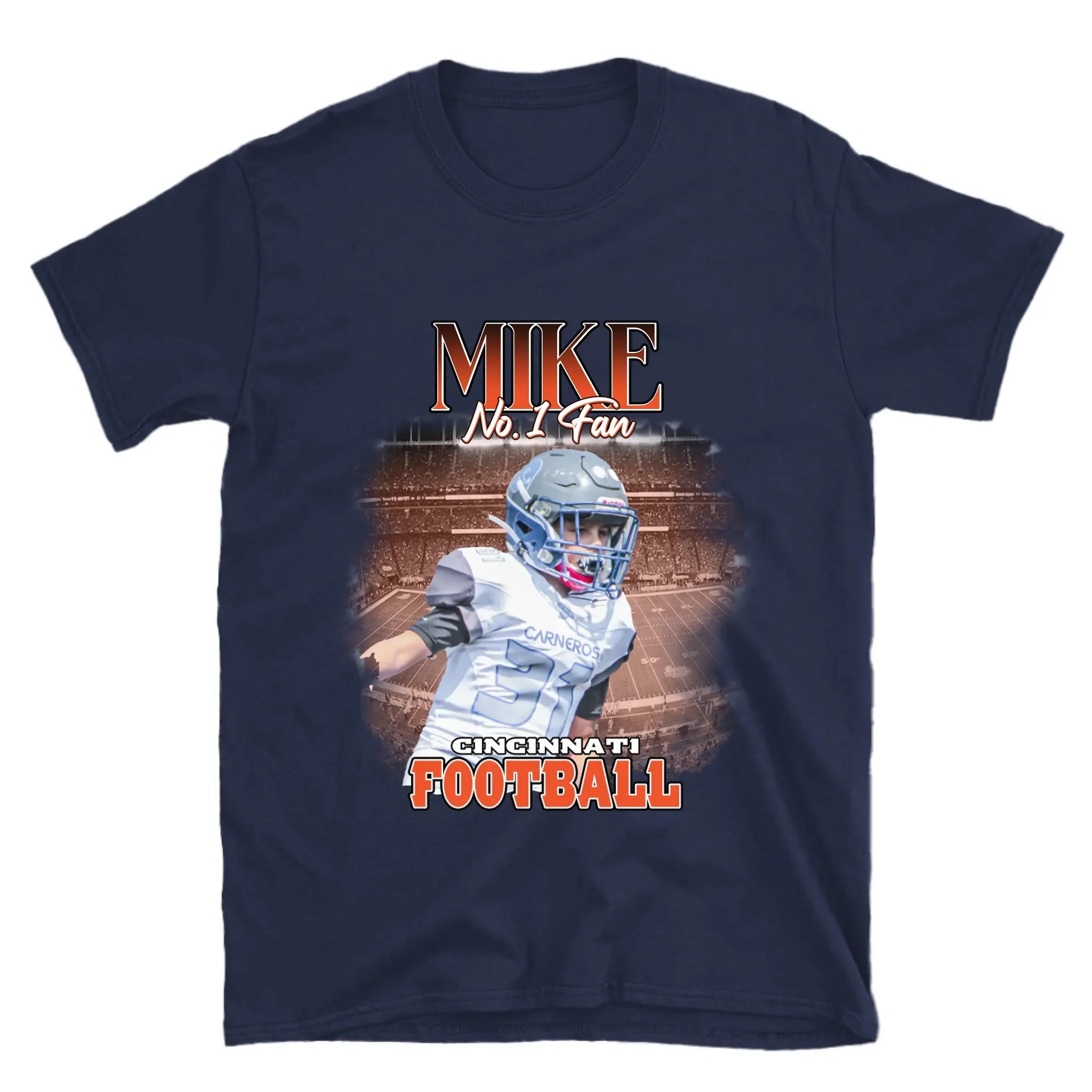 Personalized American Football Fan Photo T-Shirt