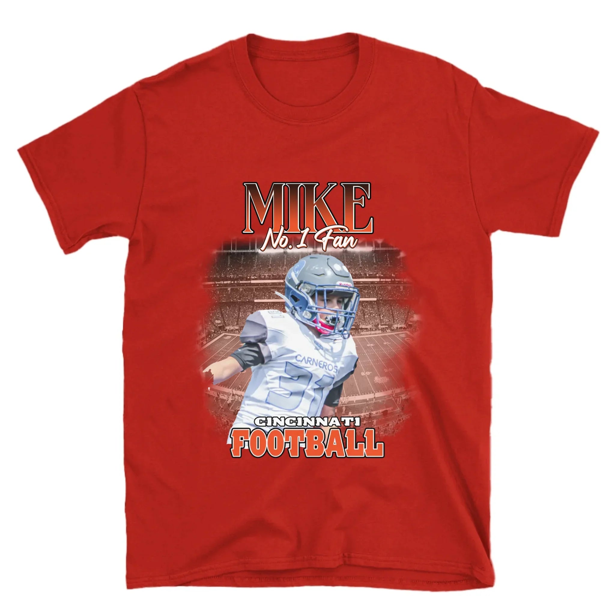 Personalized American Football Fan Photo T-Shirt