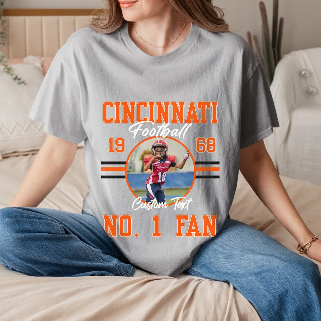 Personalized American Football Fan Custom Photo T-Shirt