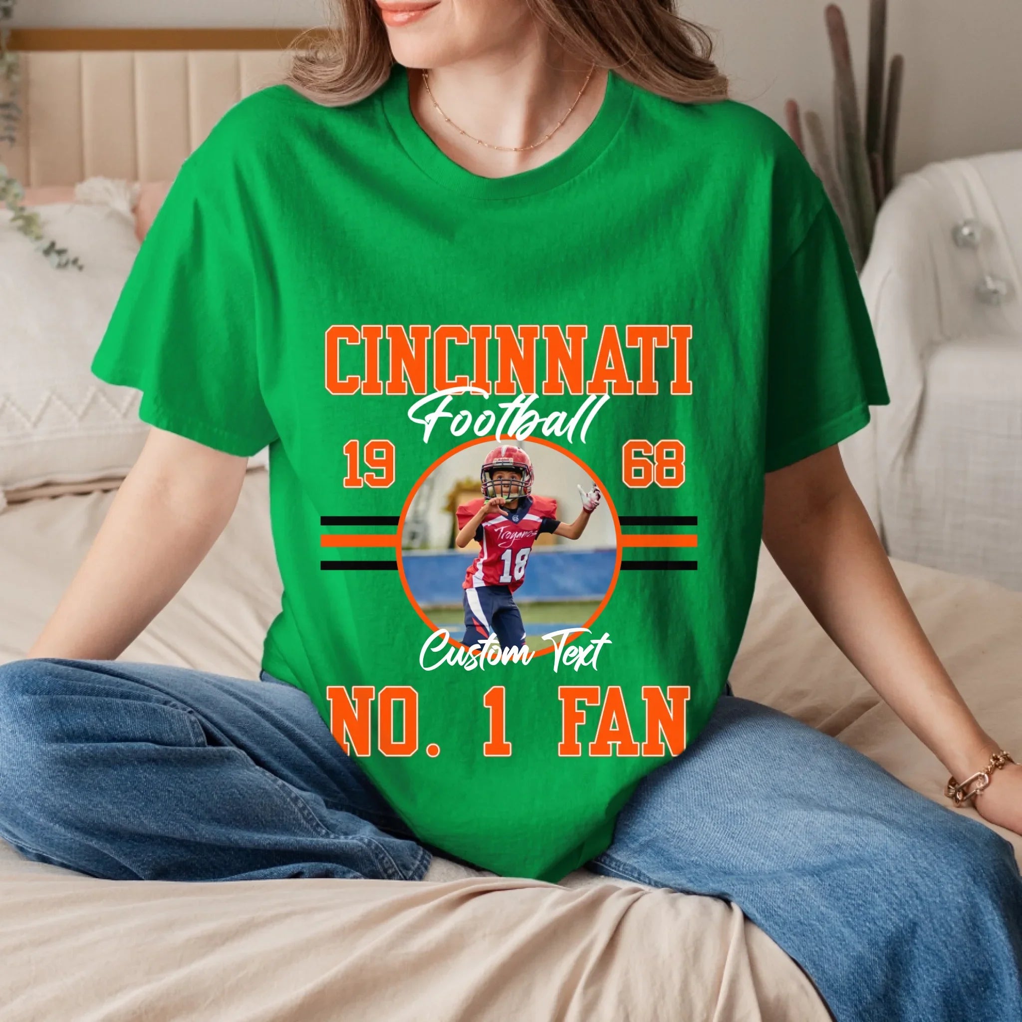 Personalized American Football Fan Custom Photo T-Shirt