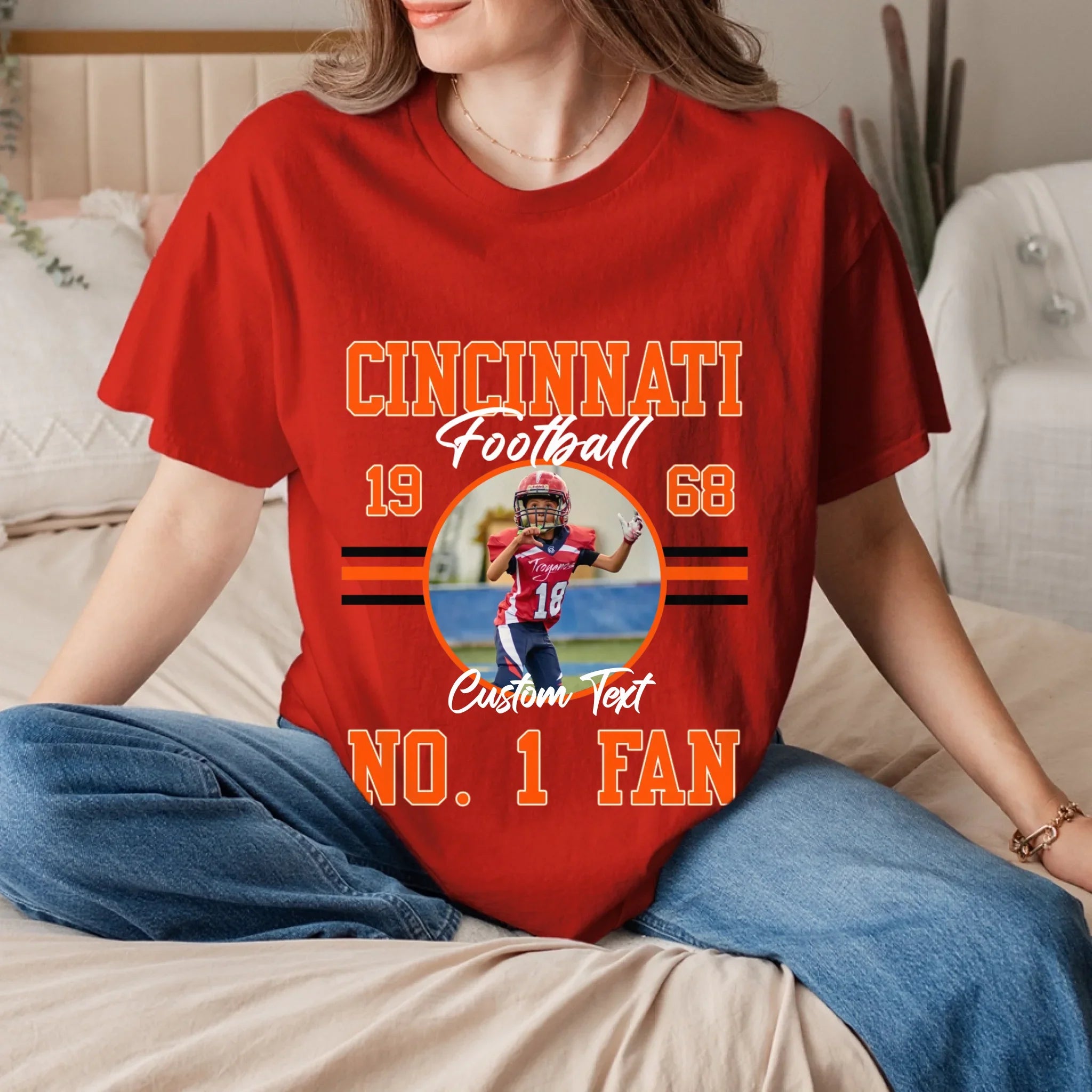Personalized American Football Fan Custom Photo T-Shirt
