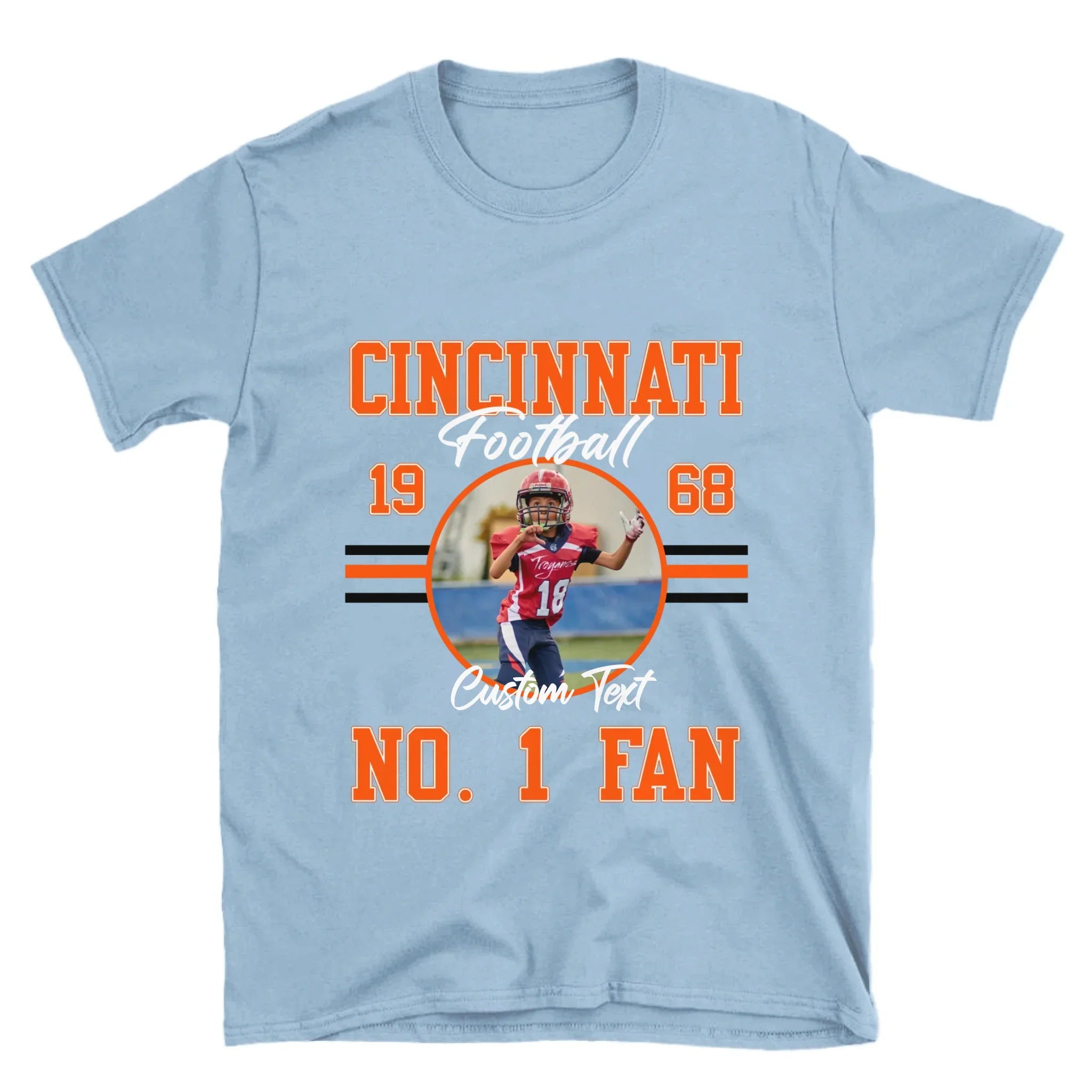 Personalized American Football Fan Custom Photo T-Shirt