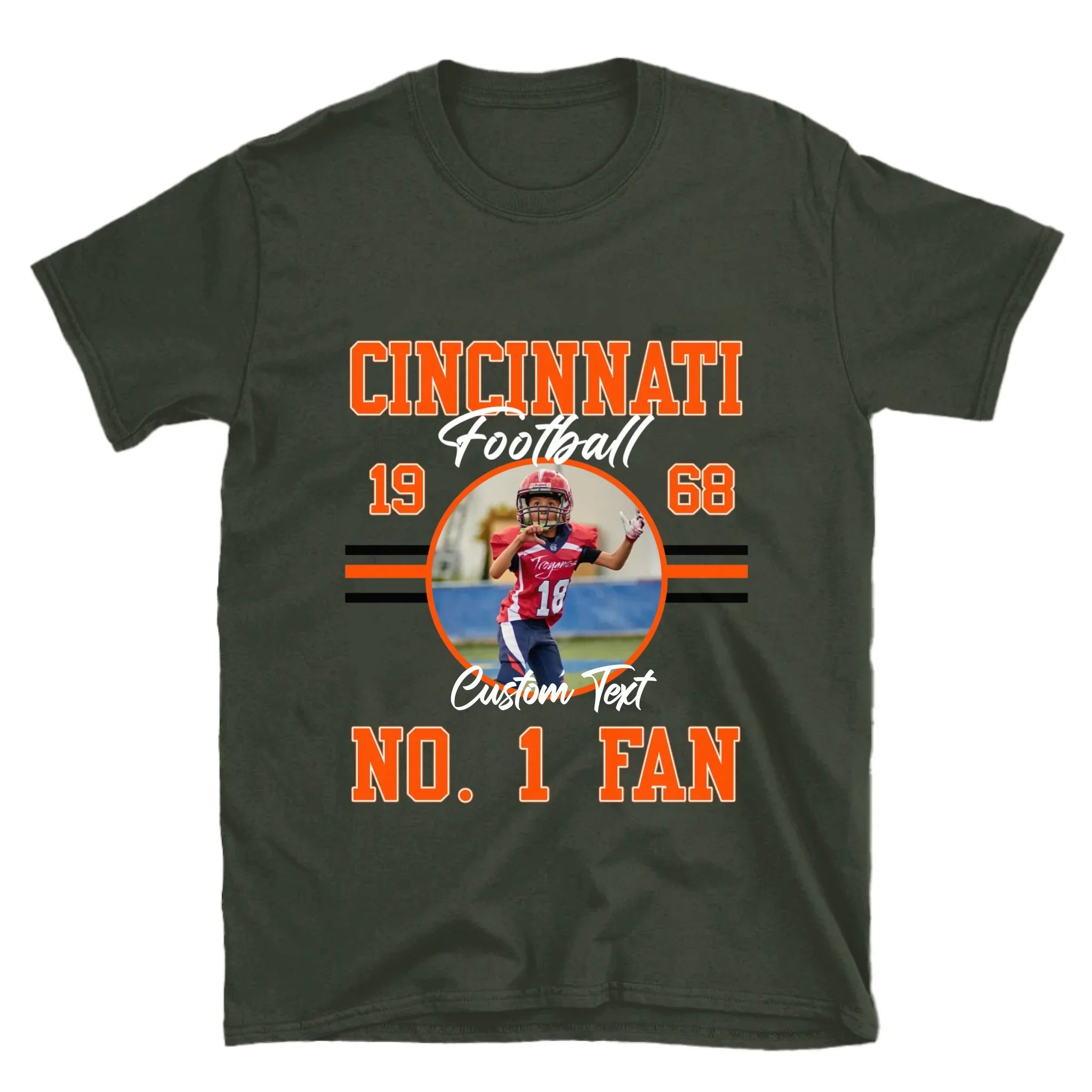 Personalized American Football Fan Custom Photo T-Shirt