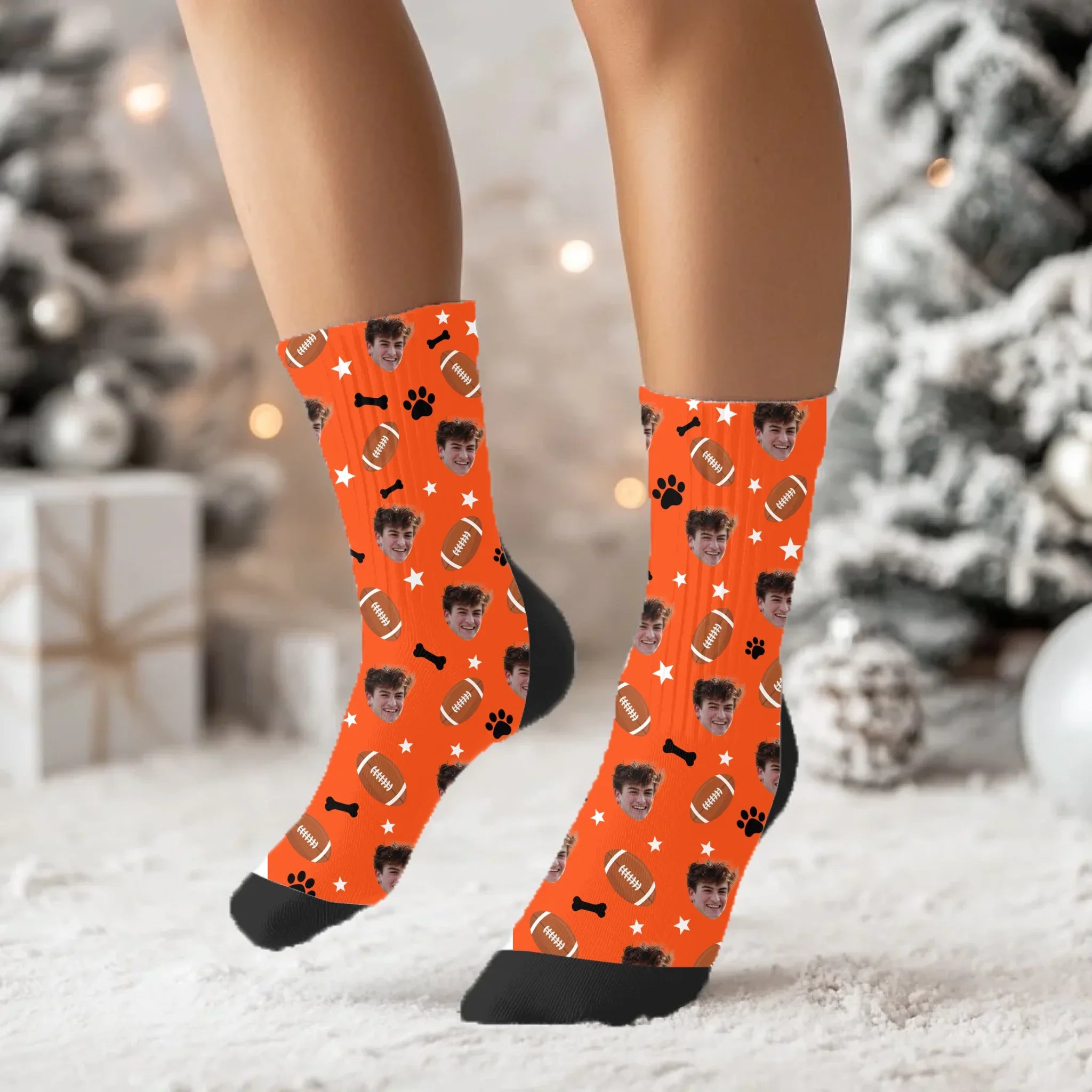 Personalized American Football Photo Socks