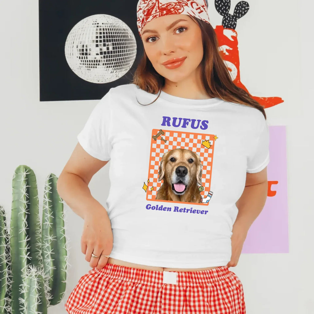Personalized Checkered Pet Photo Baby Tee