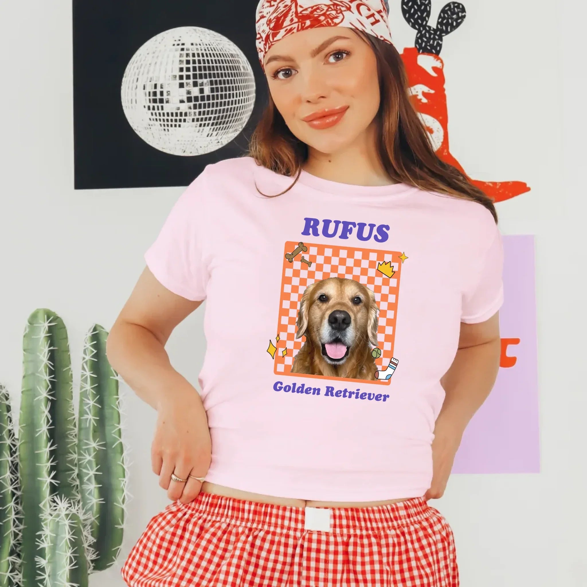 Personalized Checkered Pet Photo Baby Tee