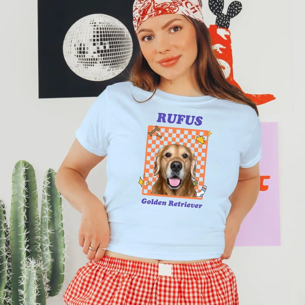 Personalized Checkered Pet Photo Baby Tee