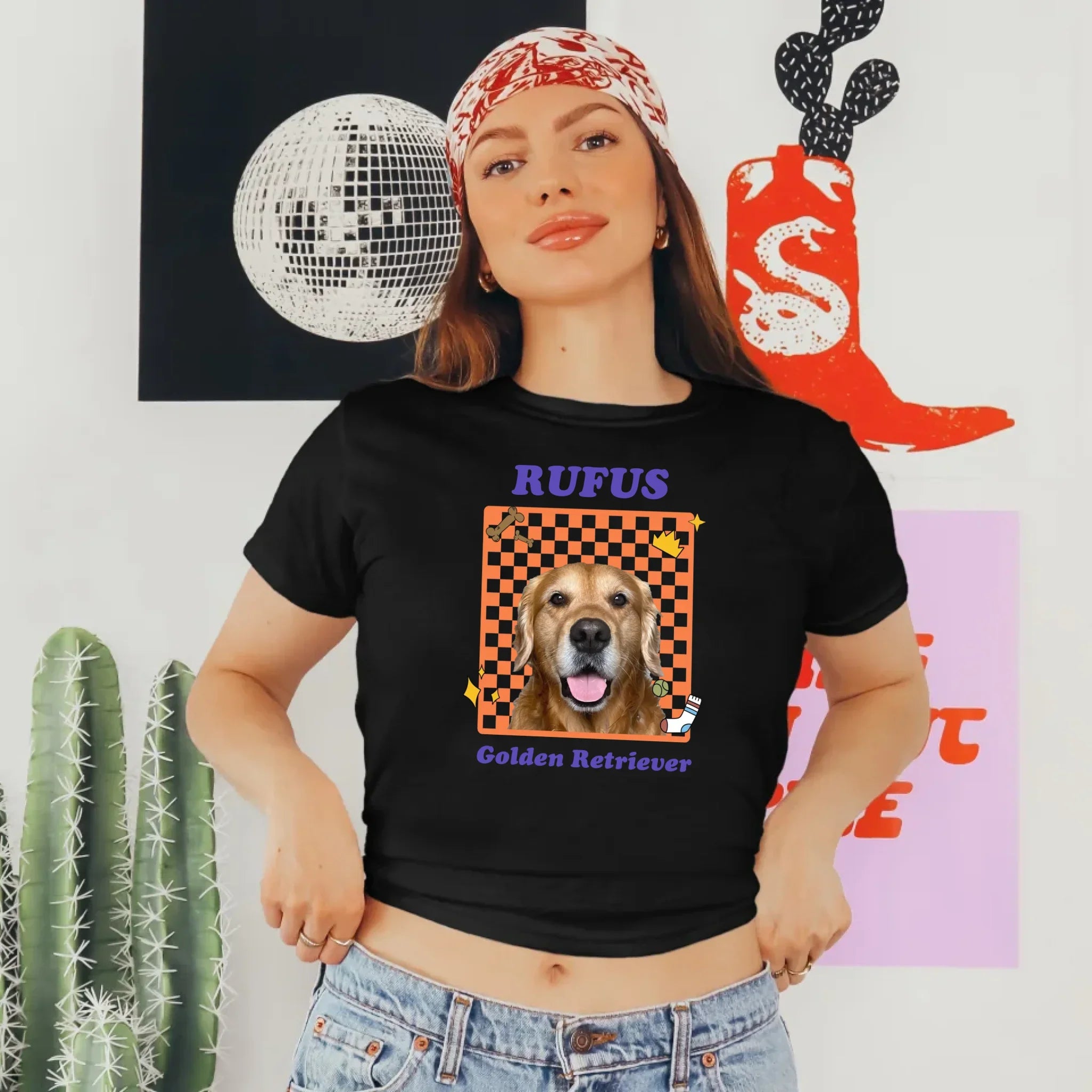 Personalized Checkered Pet Photo Baby Tee