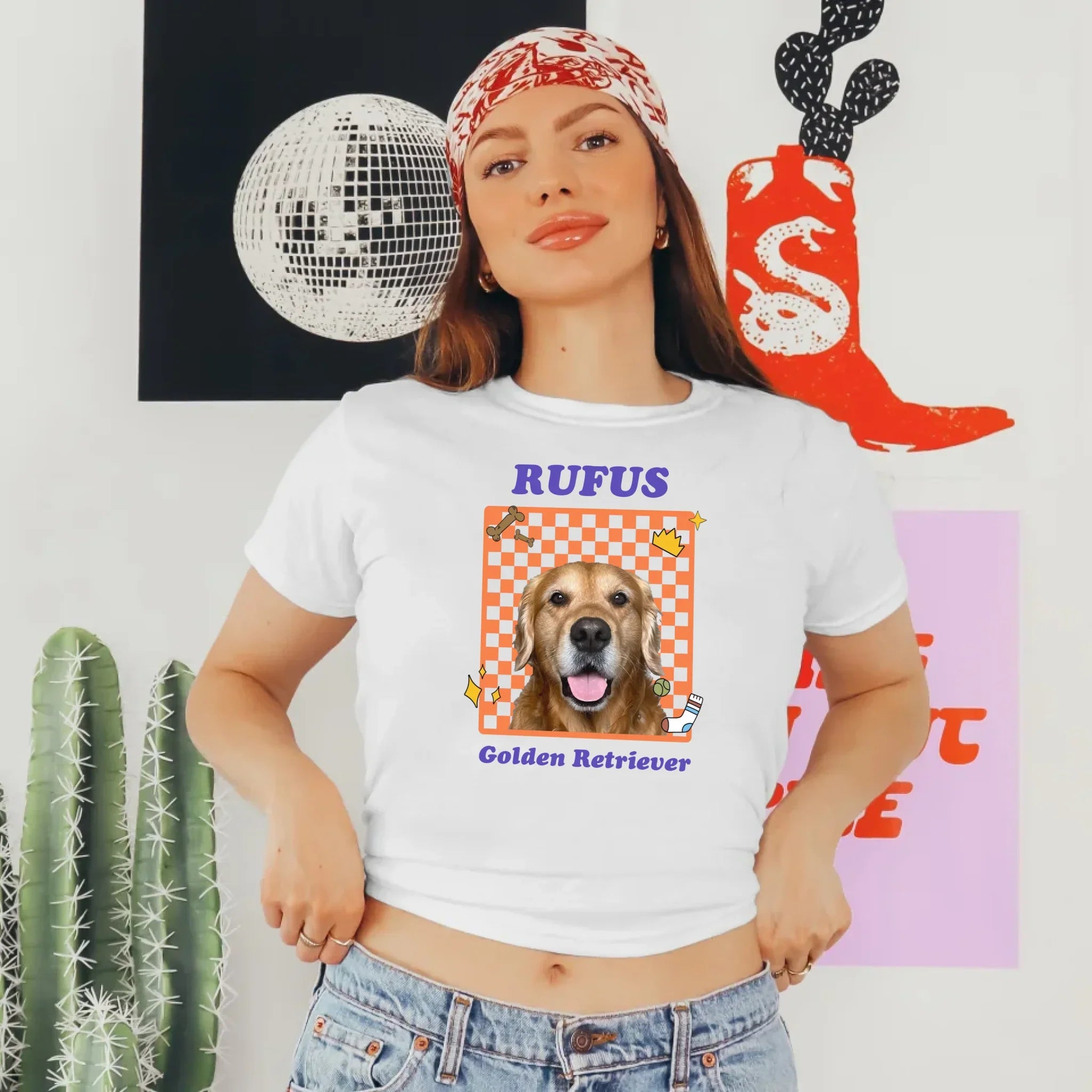 Personalized Checkered Pet Photo Baby Tee