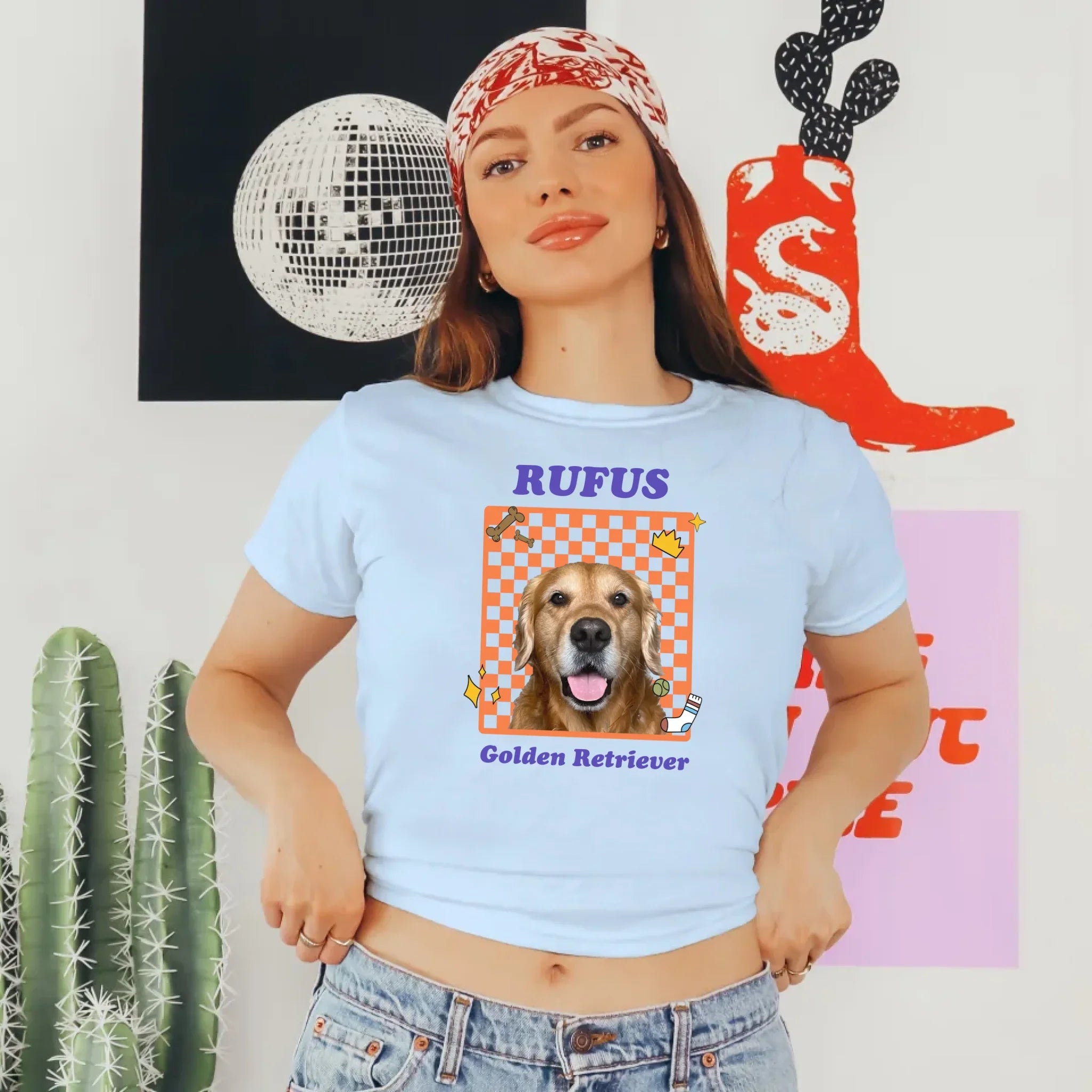 Personalized Checkered Pet Photo Baby Tee