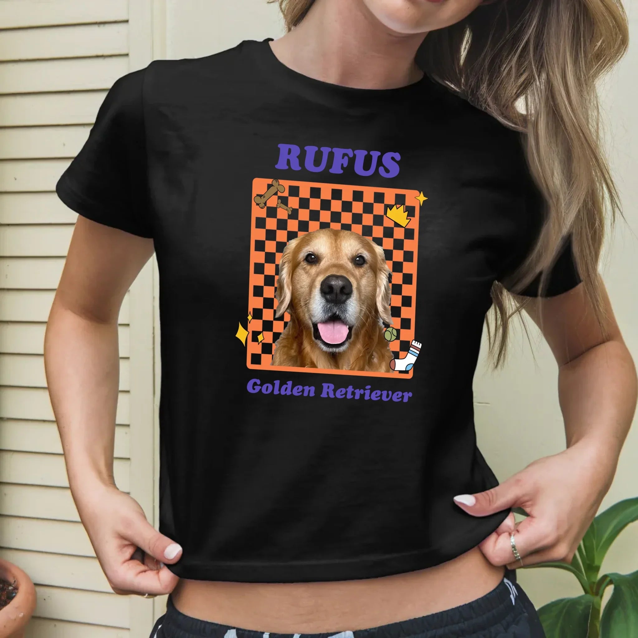 Personalized Checkered Pet Photo Baby Tee