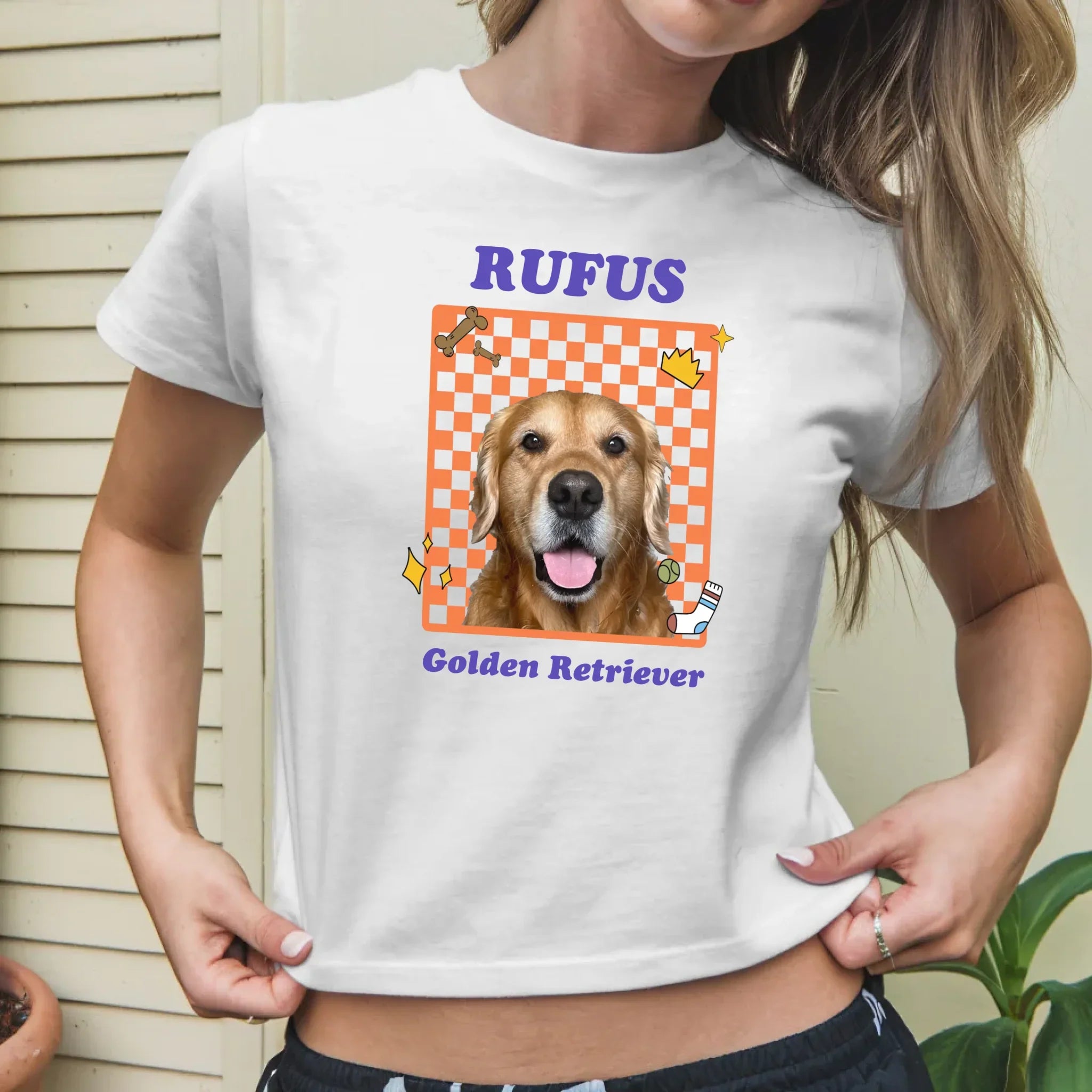 Personalized Checkered Pet Photo Baby Tee