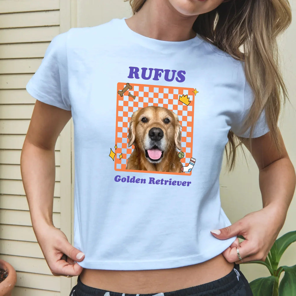 Personalized Checkered Pet Photo Baby Tee