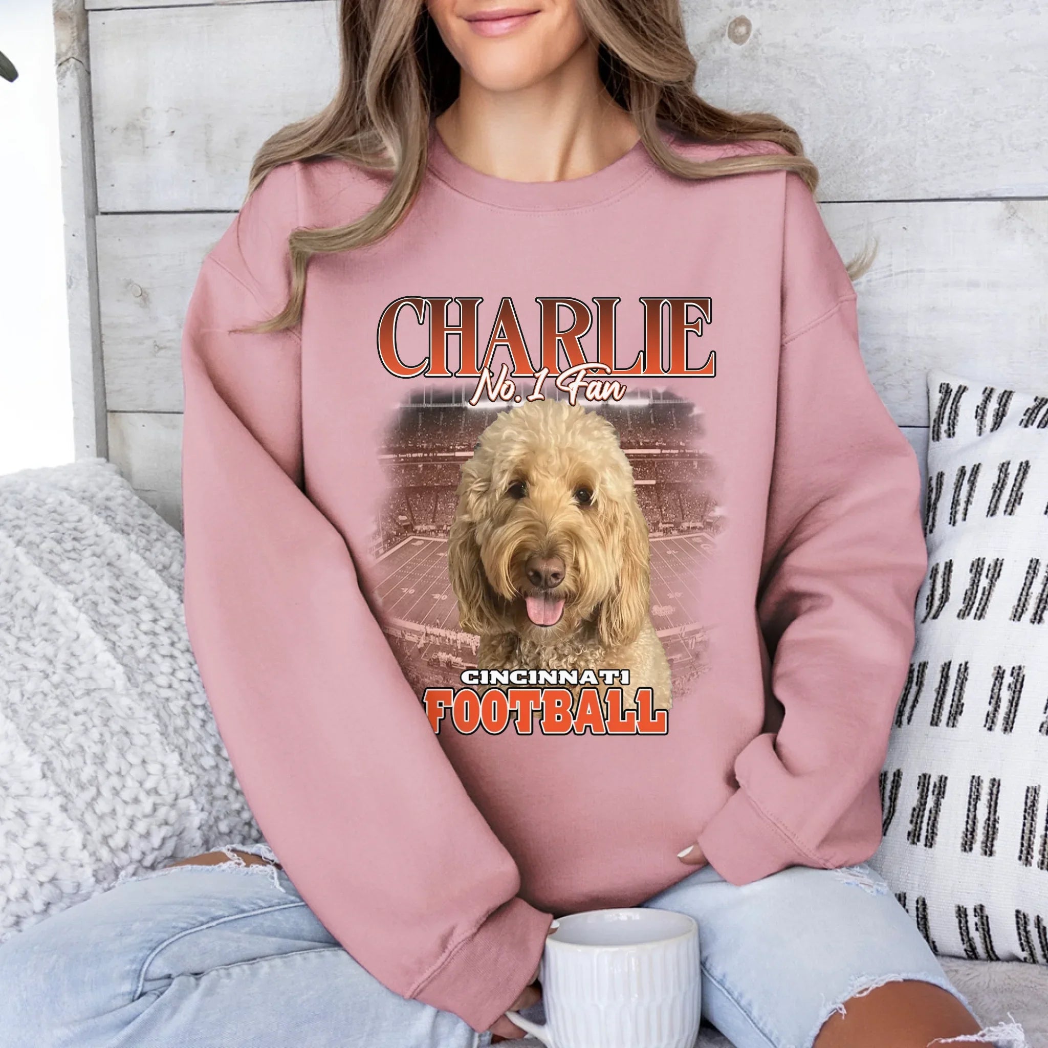 Personalized American Football Pet Photo Sweatshirt