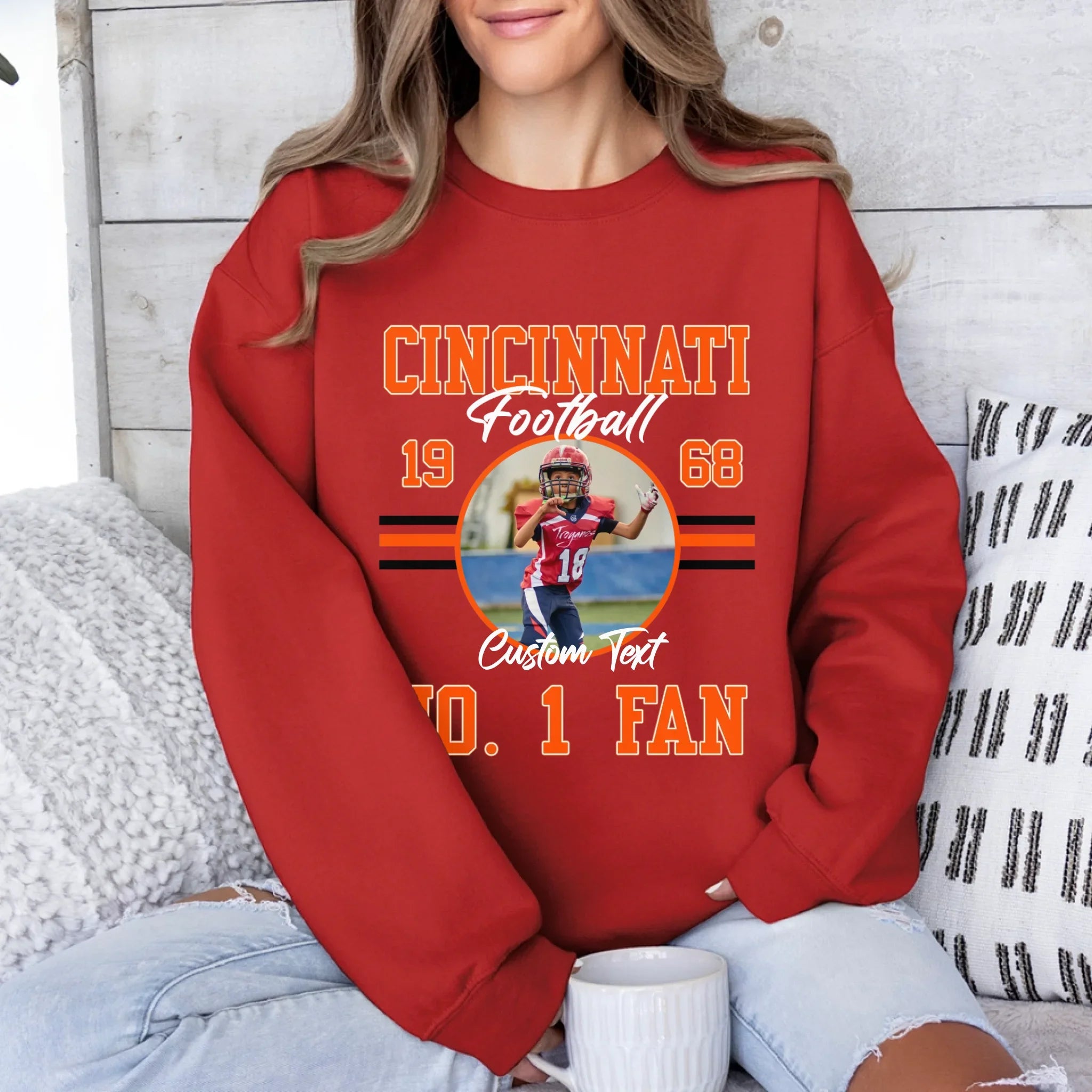 Personalized American Football Fan Photo Upload Sweatshirt