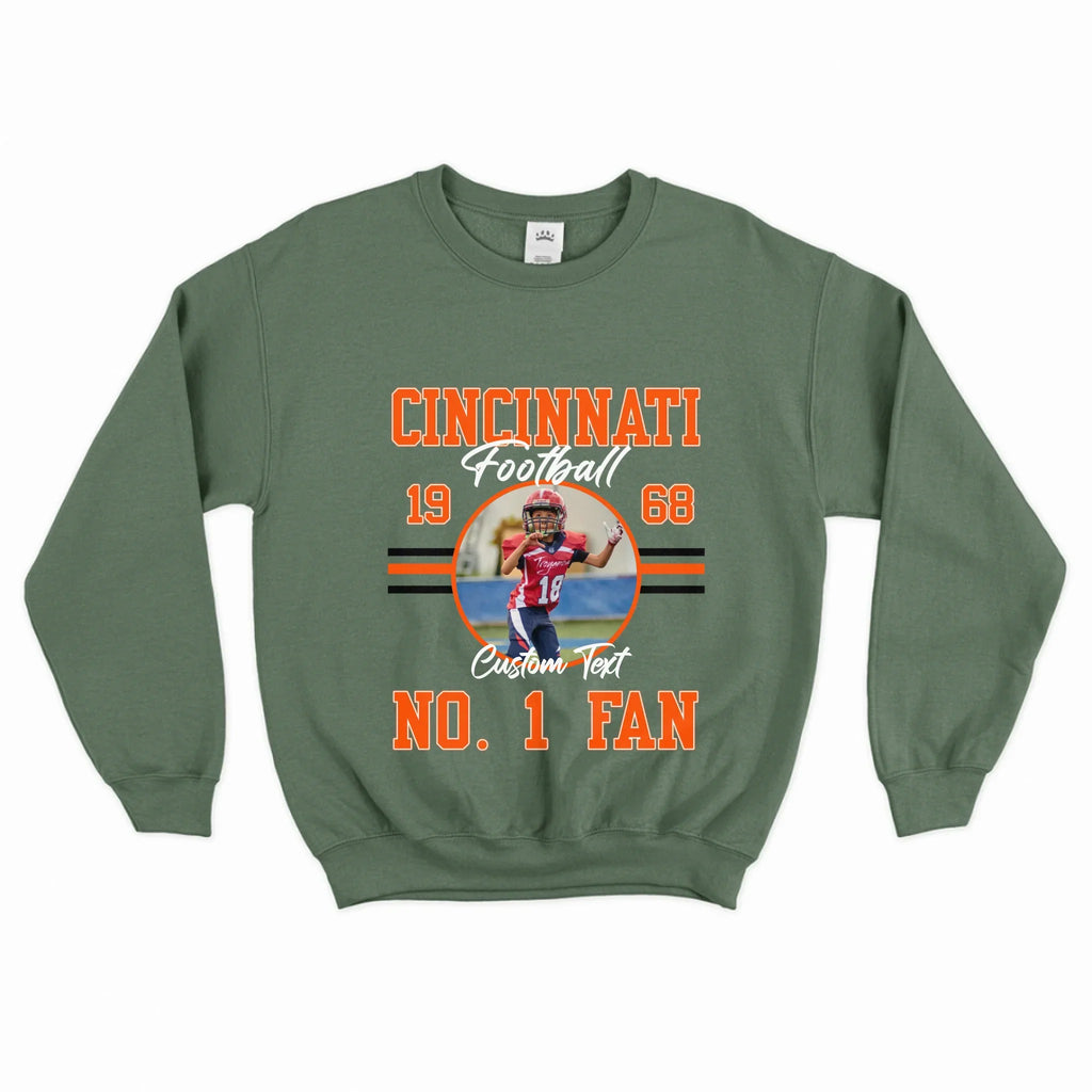 Personalized American Football Fan Photo Upload Sweatshirt