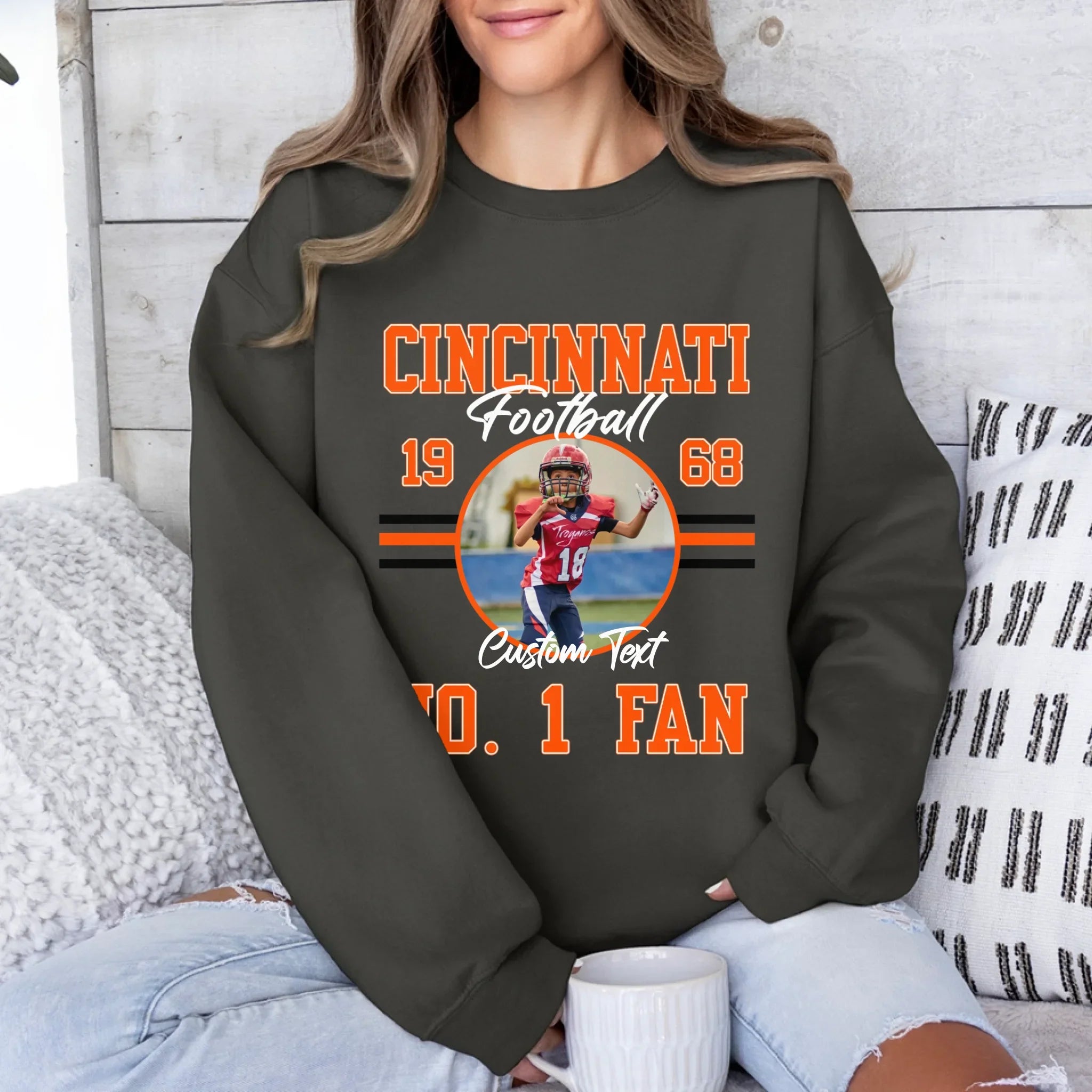 Personalized American Football Fan Photo Upload Sweatshirt