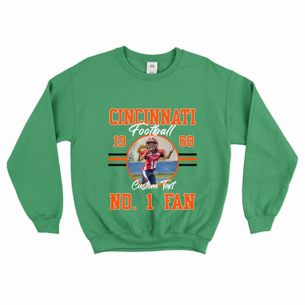 Personalized American Football Fan Photo Upload Sweatshirt