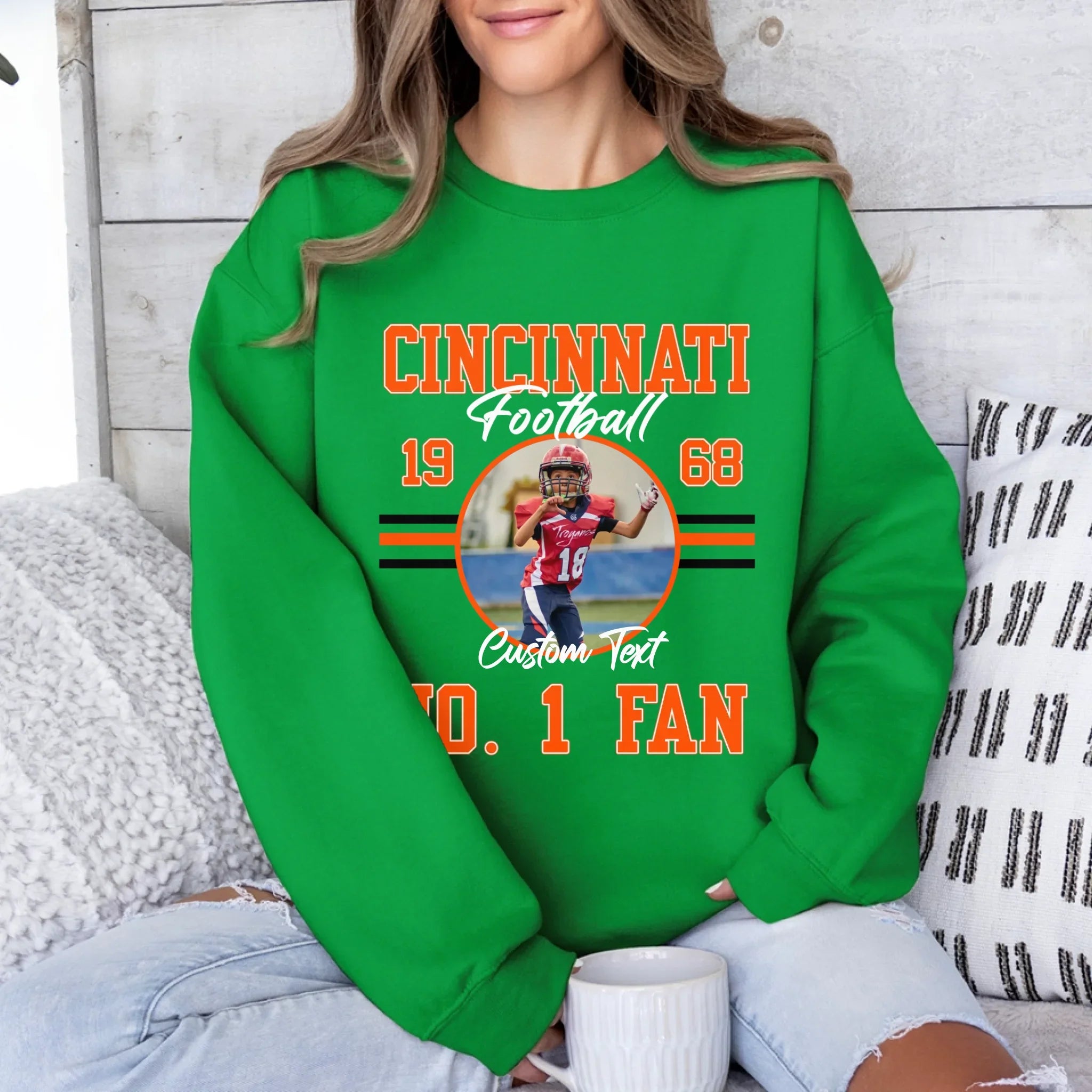 Personalized American Football Fan Photo Upload Sweatshirt