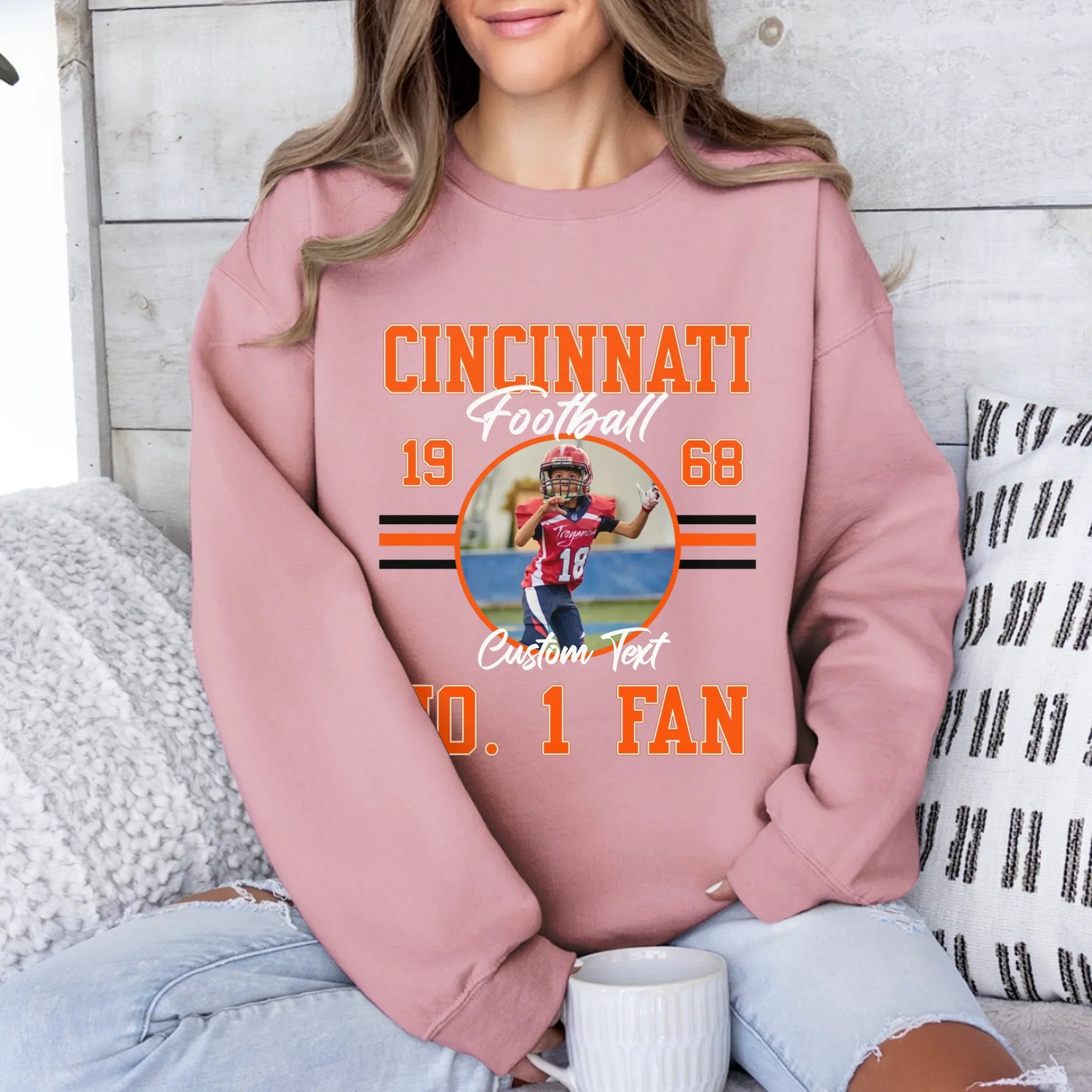 Personalized American Football Fan Photo Upload Sweatshirt