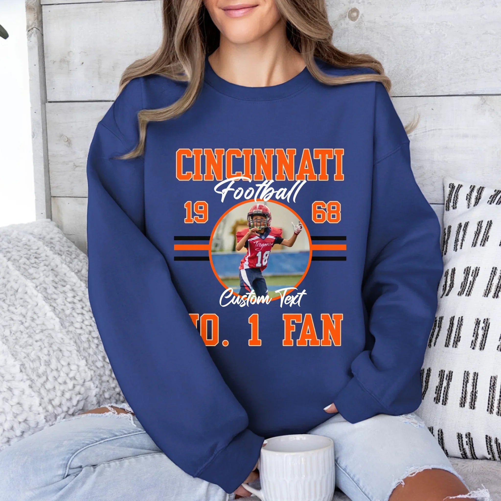 Personalized American Football Fan Photo Upload Sweatshirt