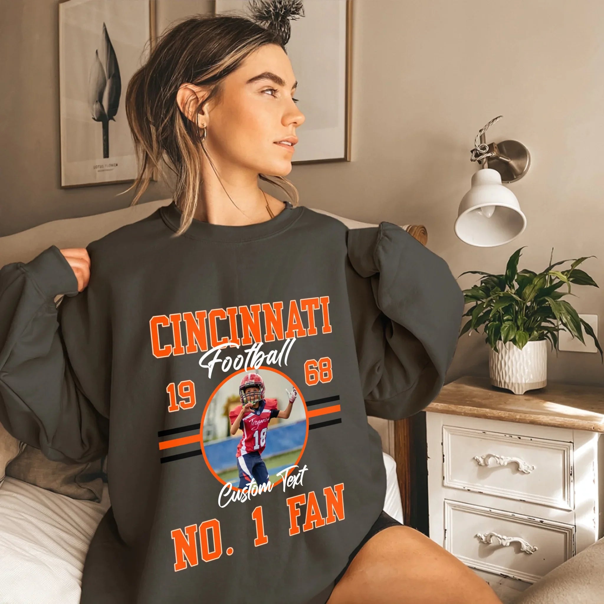 Personalized American Football Fan Photo Upload Sweatshirt