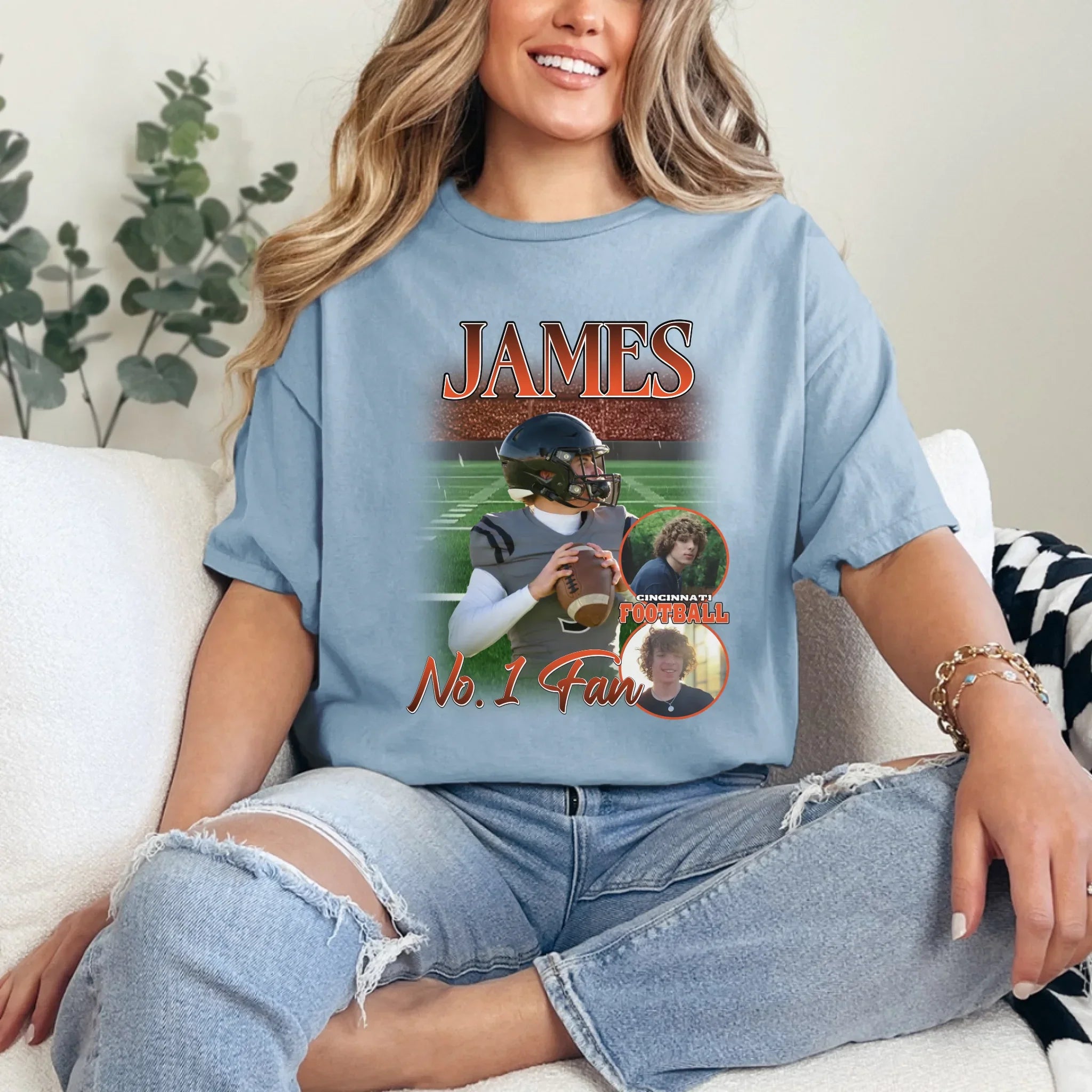Personalized American Football Custom Photo T-Shirt