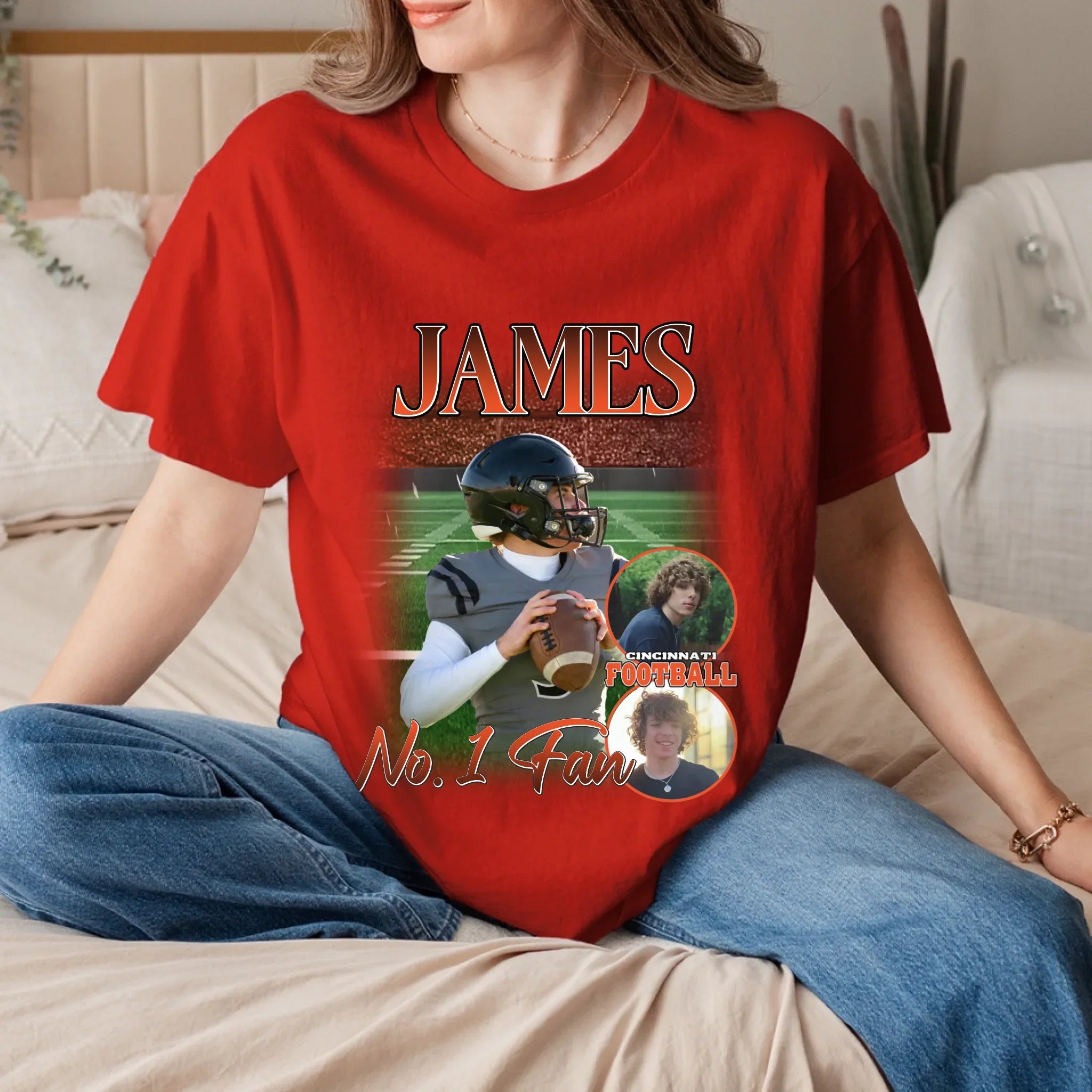 Personalized American Football Custom Photo T-Shirt