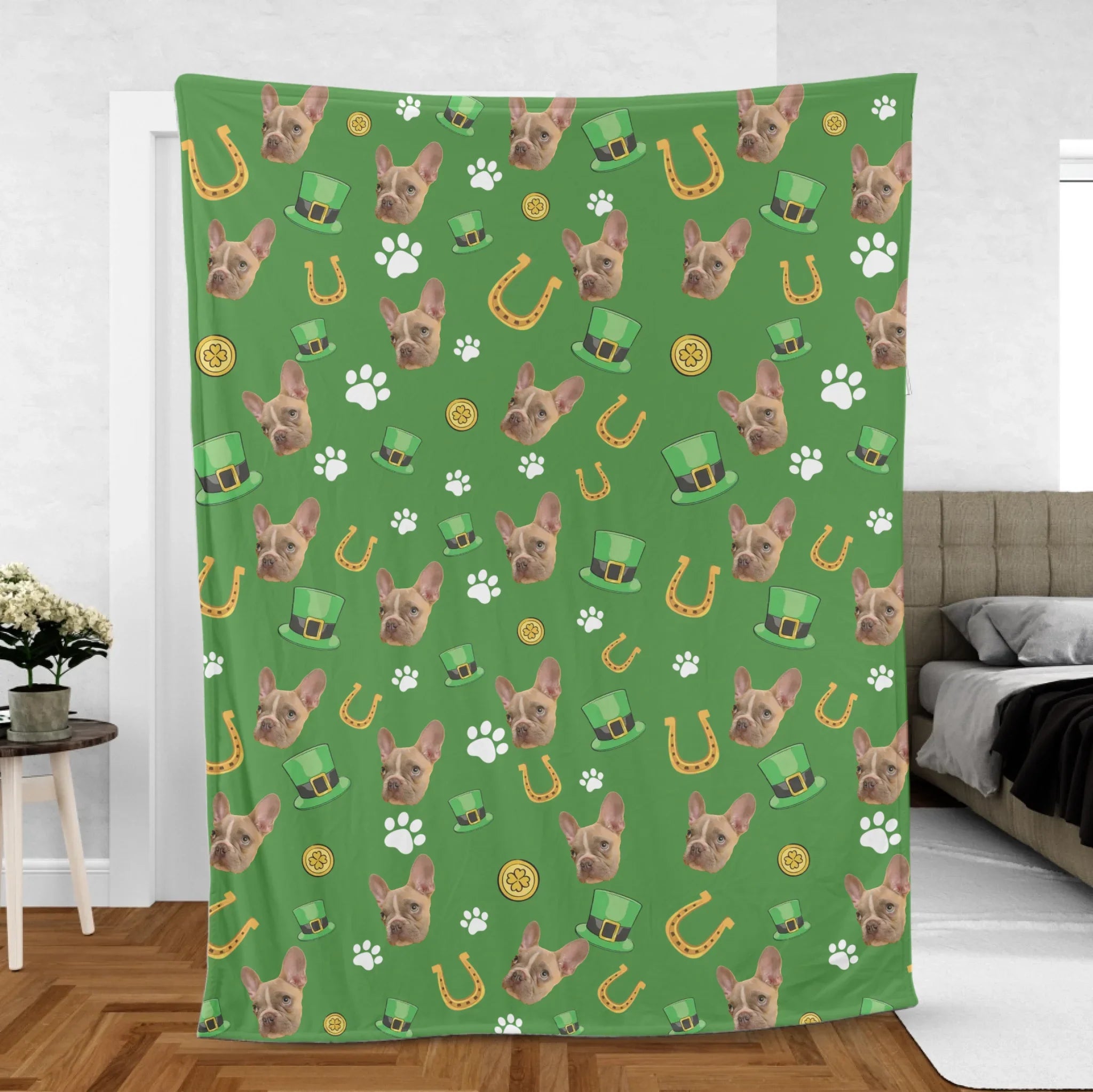 Personalized St. Patrick's Day Custom Pet Photo Blanket