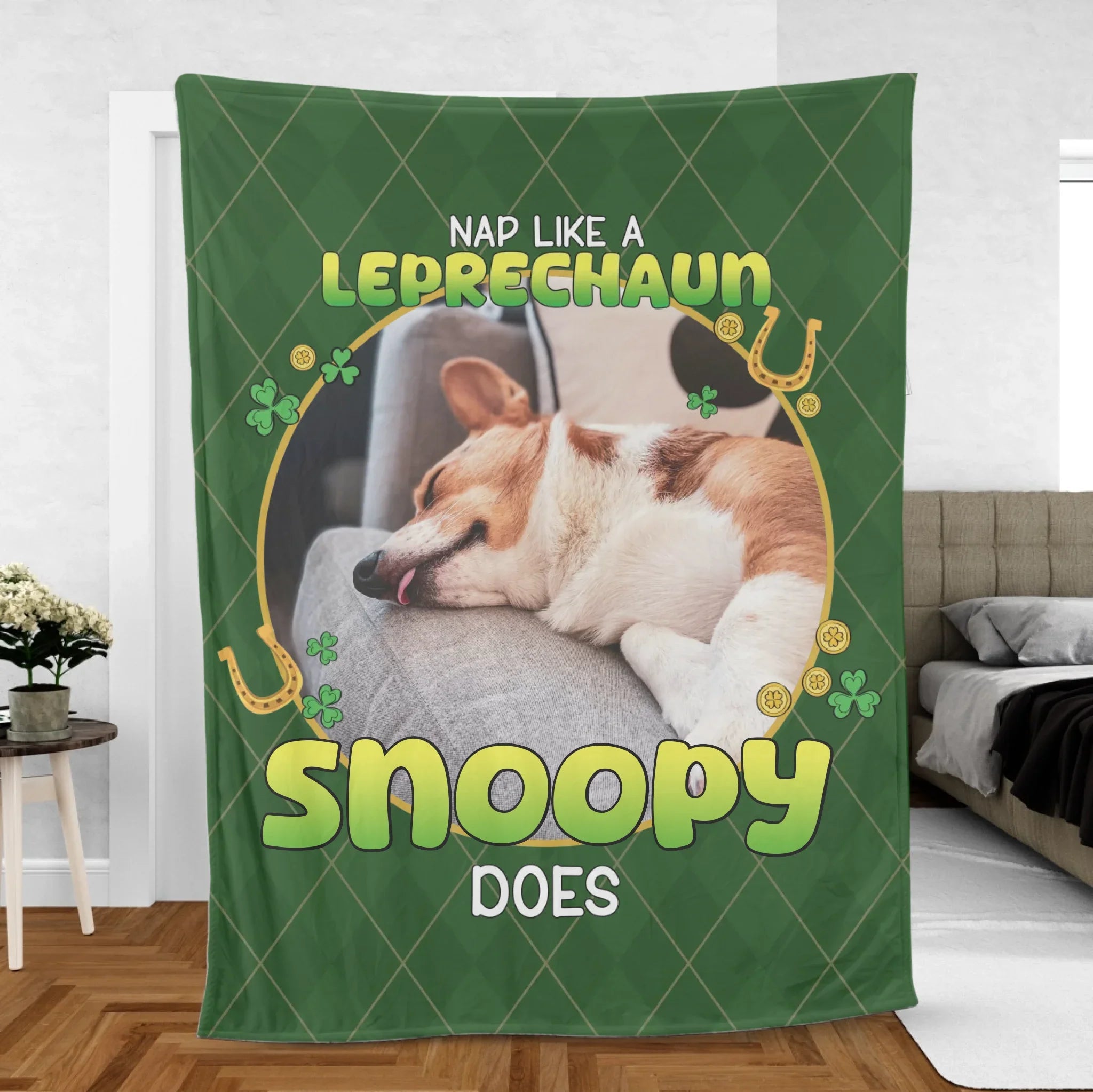 Personalized St. Patrick's Day Pet Photo Blanket