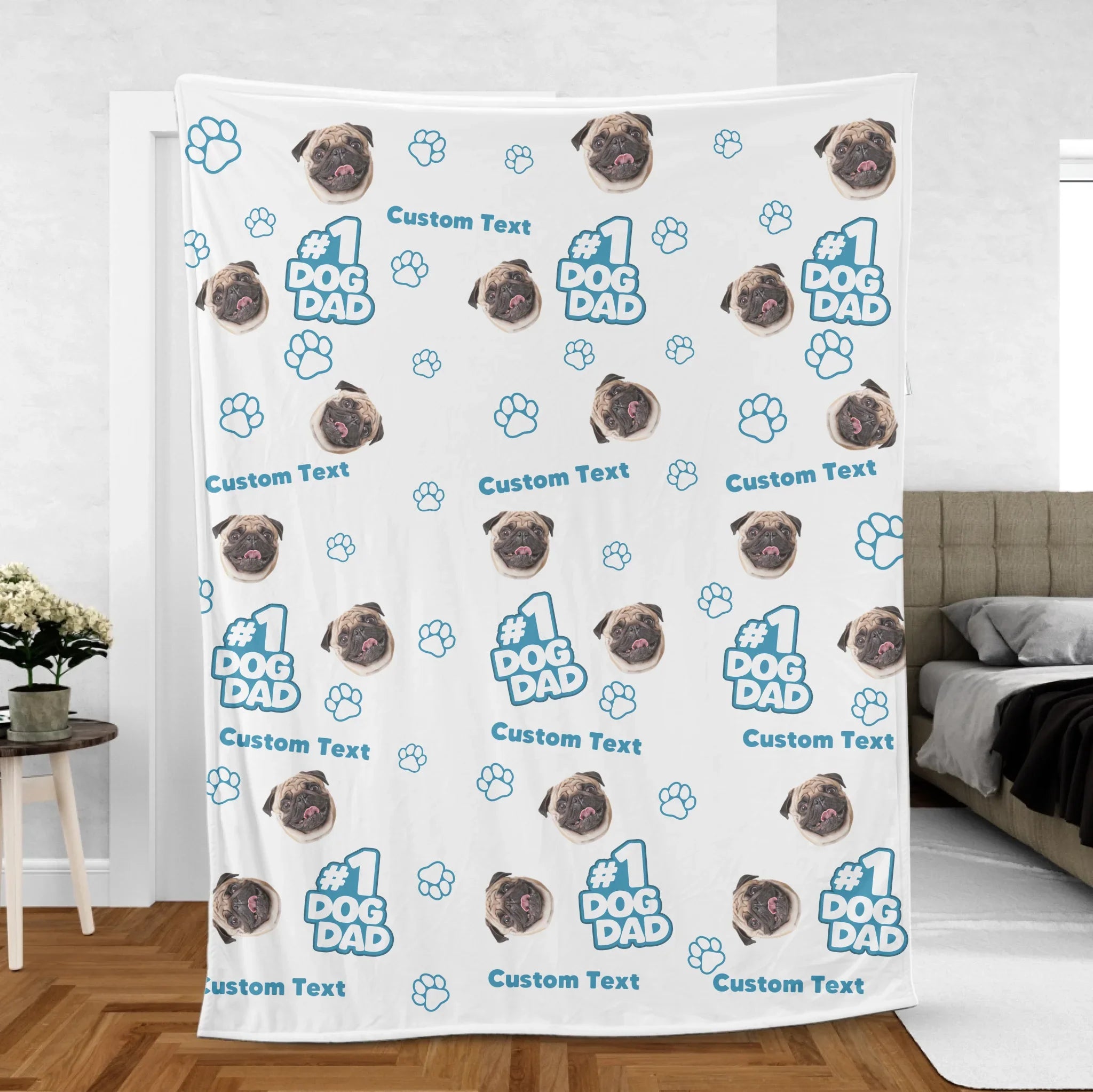 Personalized Father’s Day Pet Face Pattern Blanket
