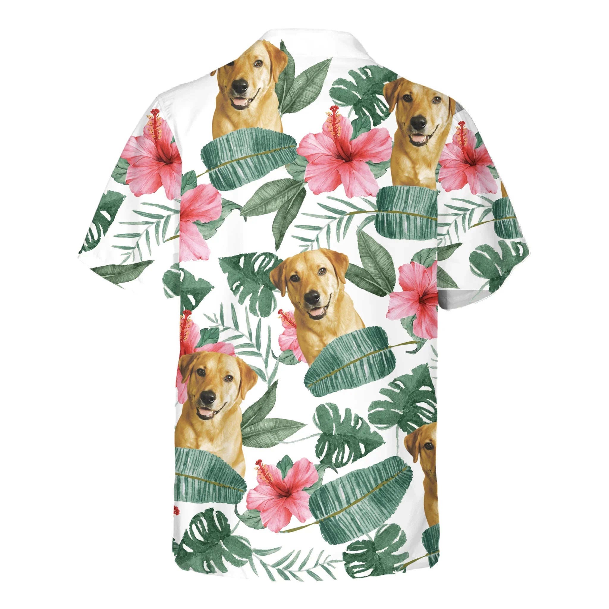 Personalized Pet Face Pattern Hawaiian Shirt (Pink Flower)