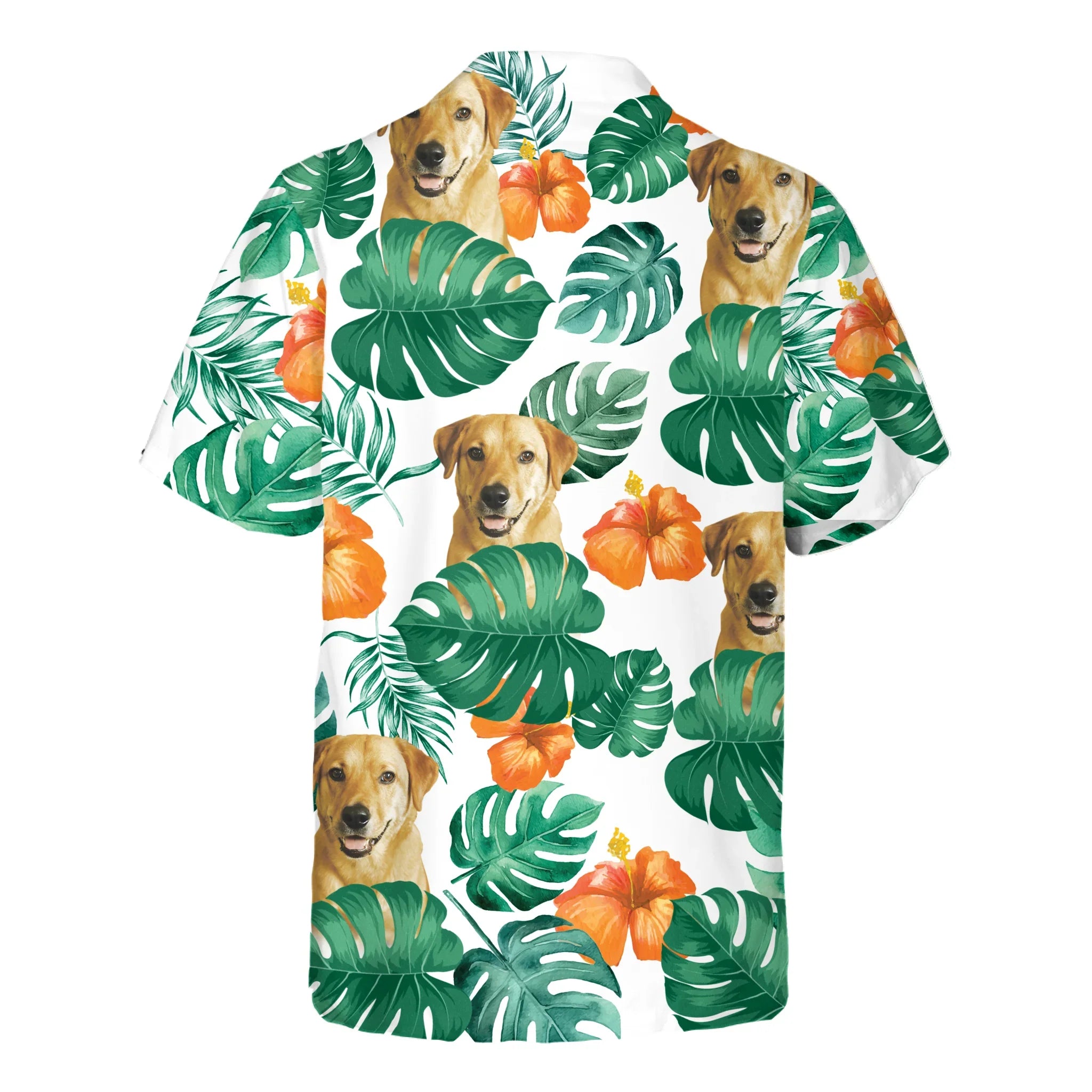 Personalized Pet Face Pattern Hawaiian Shirt (Orange Flower)
