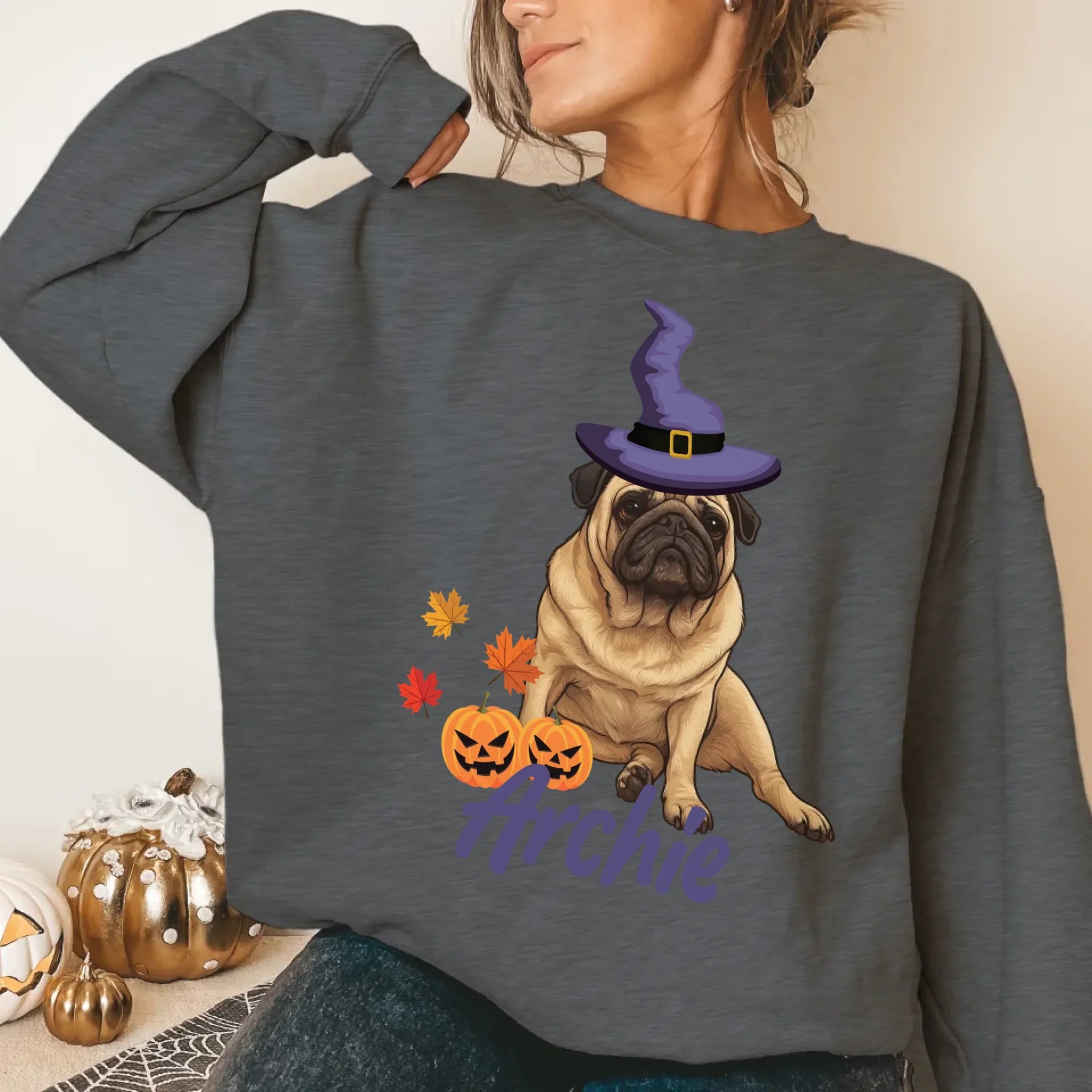 Personalized Halloween Cartoon Pet Face Sweatshirt