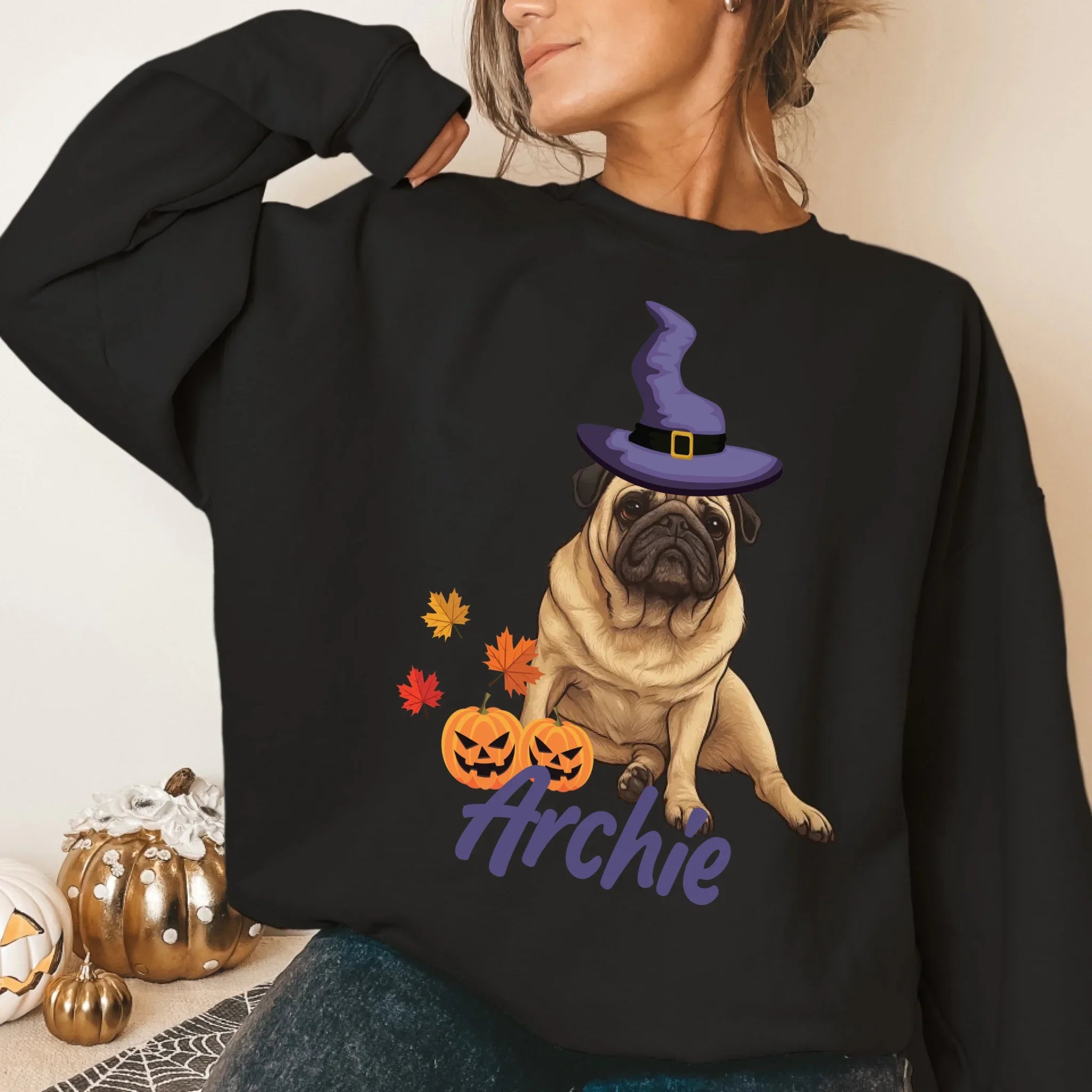 Personalized Halloween Cartoon Pet Face Sweatshirt