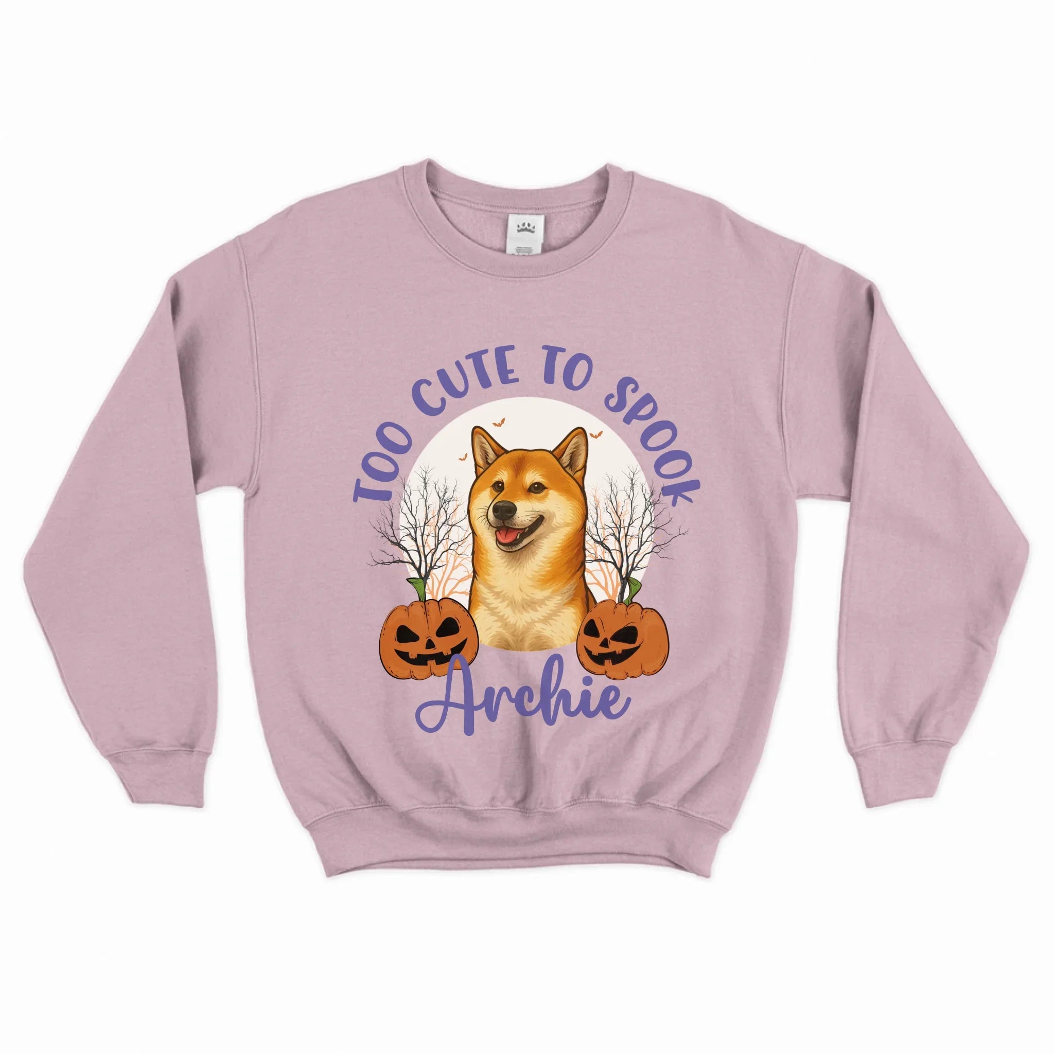 Personalized Too Cute to Spook Halloween Pet Face Sweatshirt