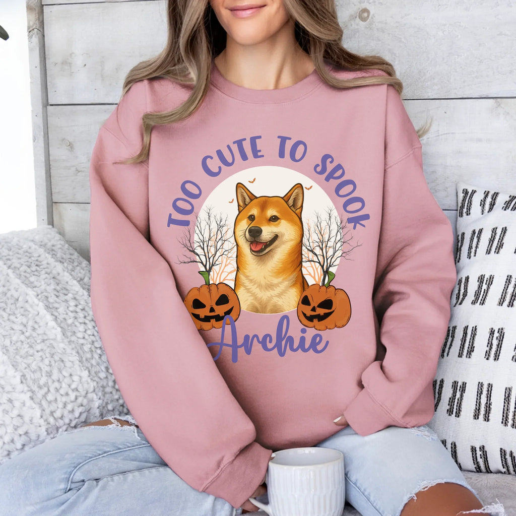 Personalized Too Cute to Spook Halloween Pet Face Sweatshirt