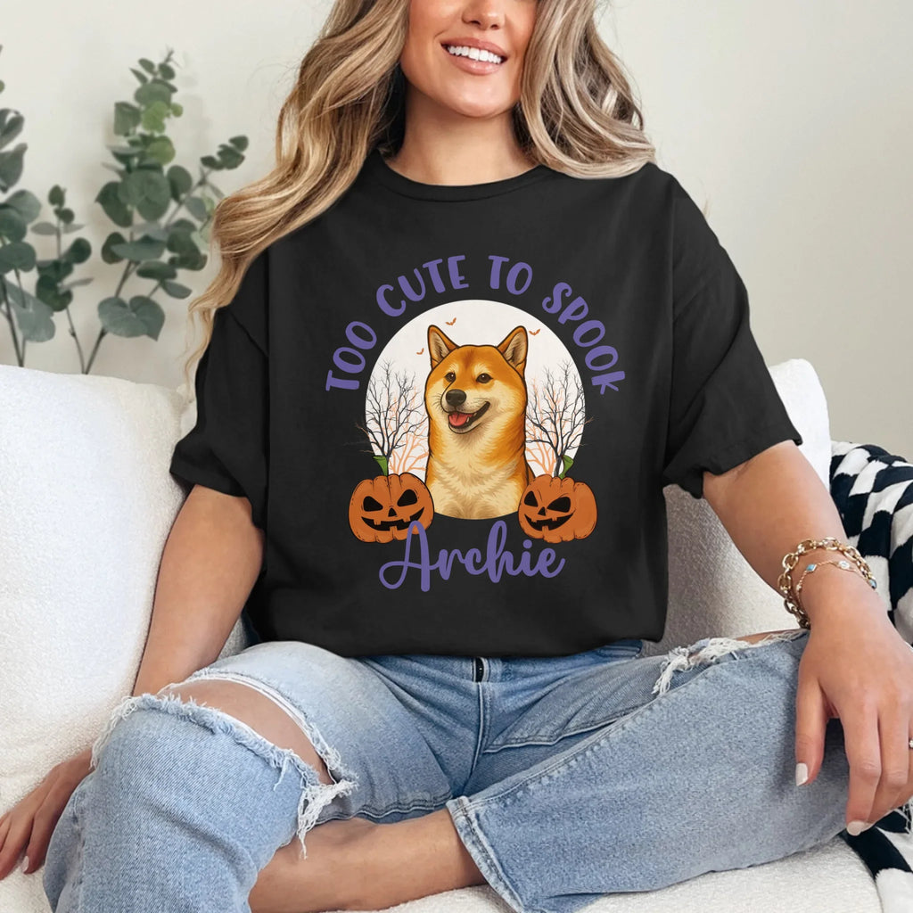 Personalized Too Cute to Spook Halloween Pet Face T Shirt