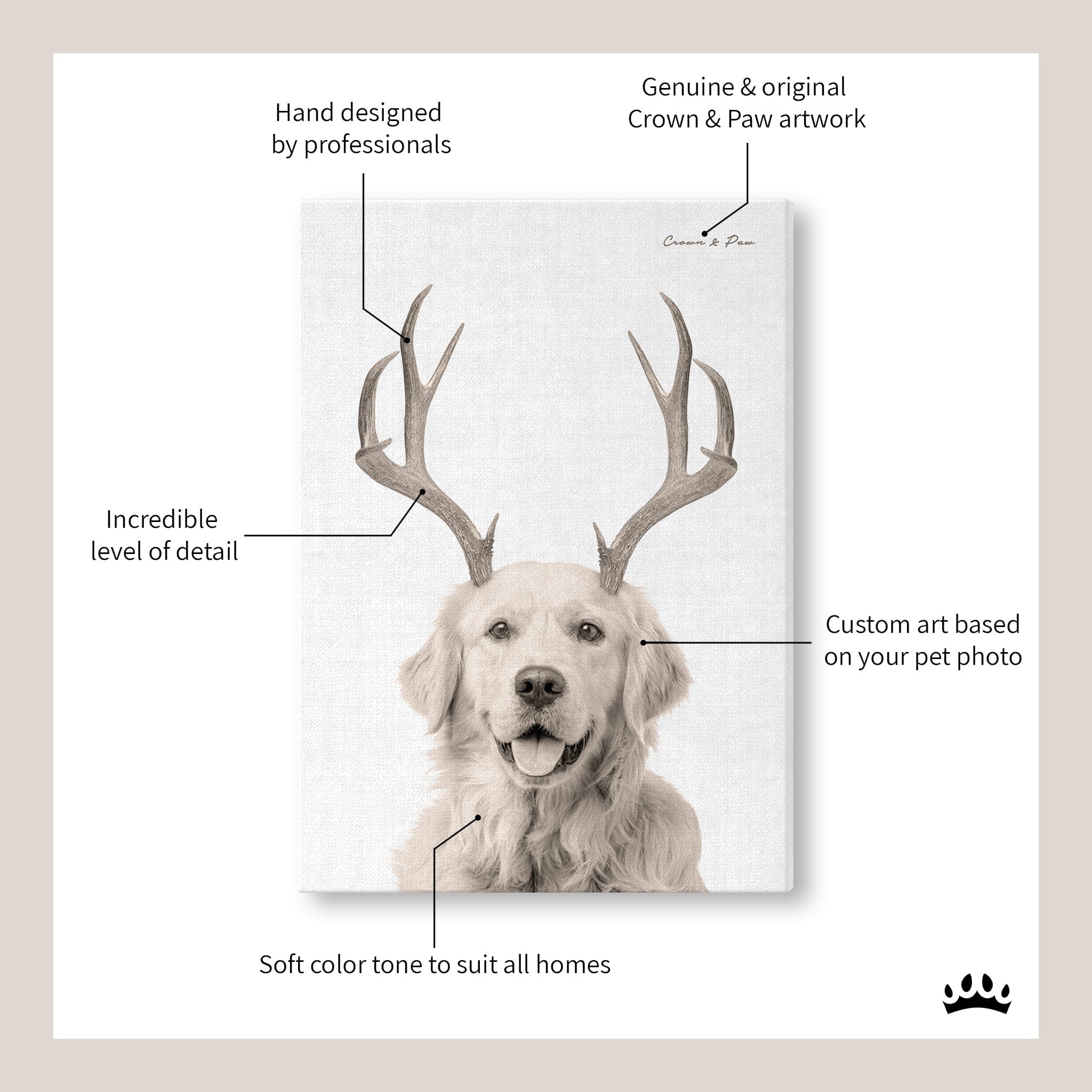 Elk Antlers Pet Portrait - Custom Canvas